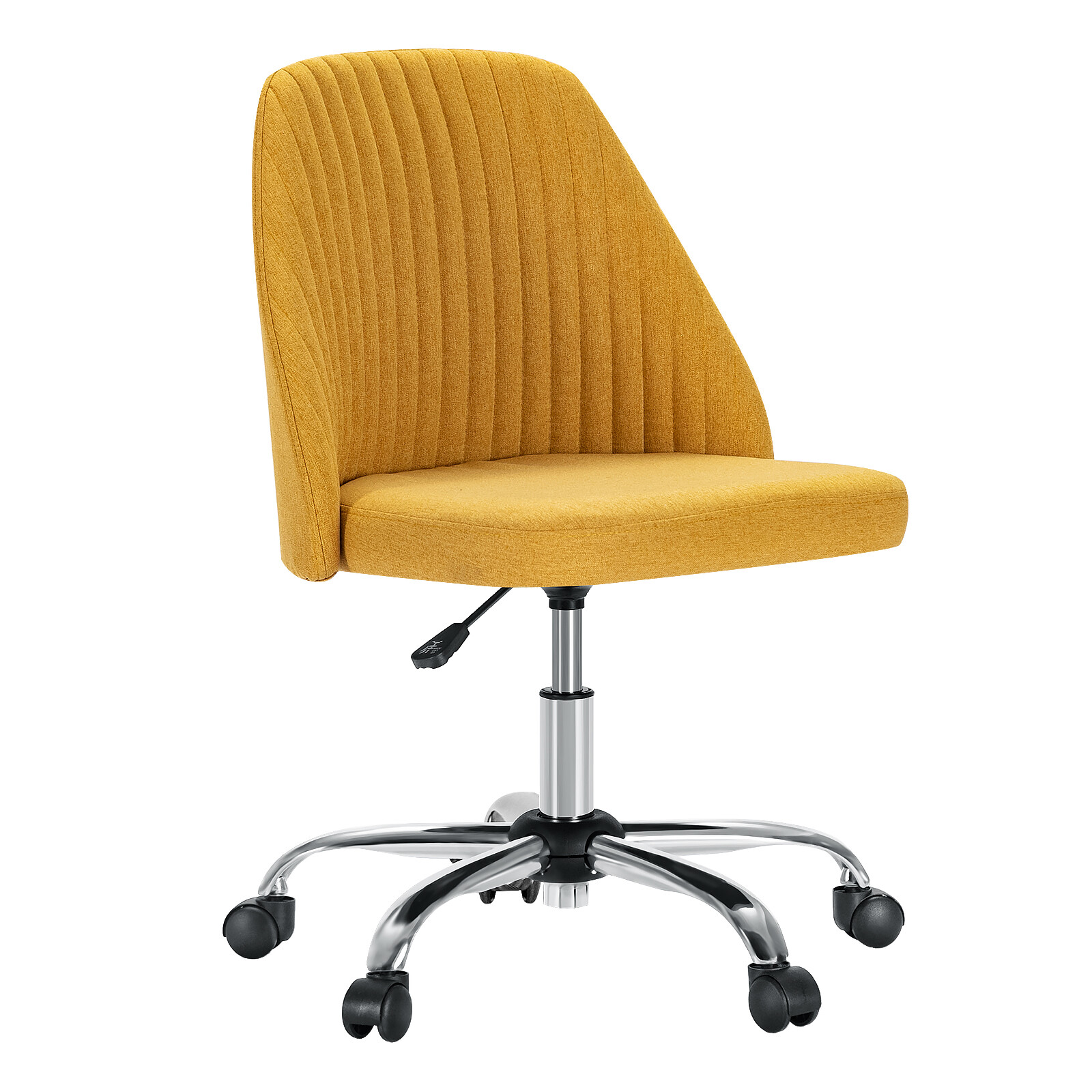 Cute Armless Office Task Chair - Modern Fabric Home Desk Vanity Chair with Wheel