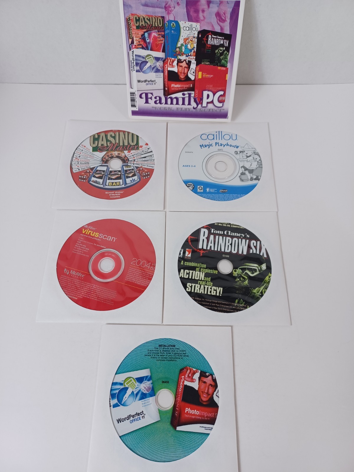 Family PC - Work, Play, Protect Vintage Software and Games- Word Perfect, Photo+