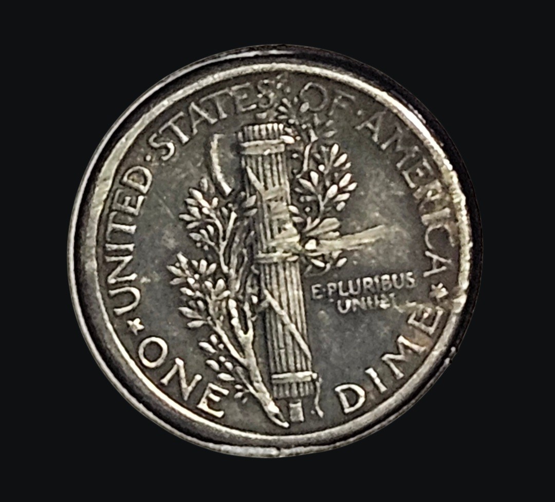 1918 10C Mercury Dime Uncirculated Reverse Scratch 90% Silver Coin