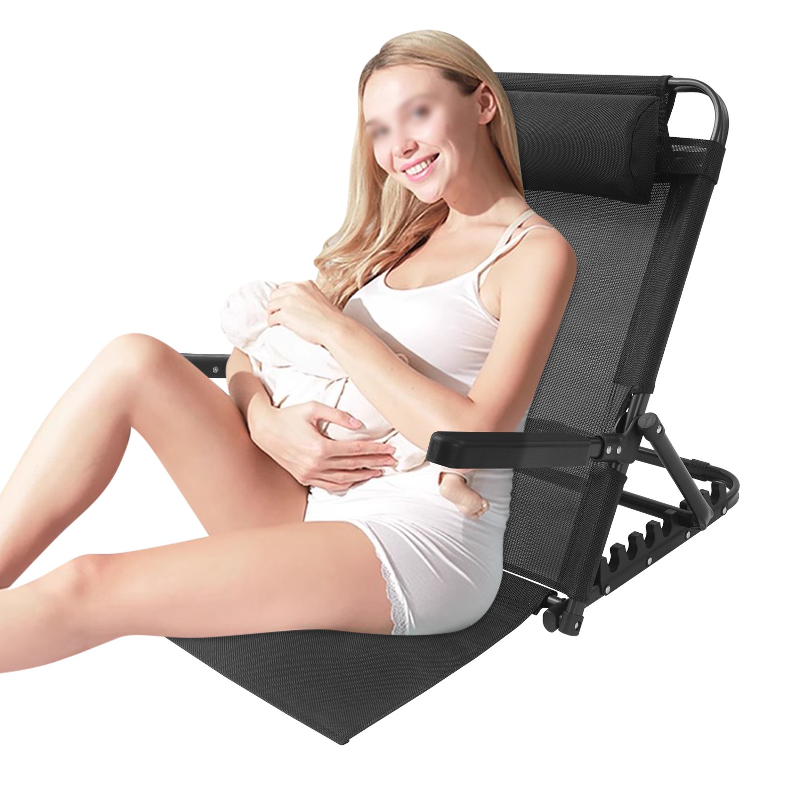 Adjustable Lifting Bed Backrest W/ Armrest Portable Backrest seat for Tatami