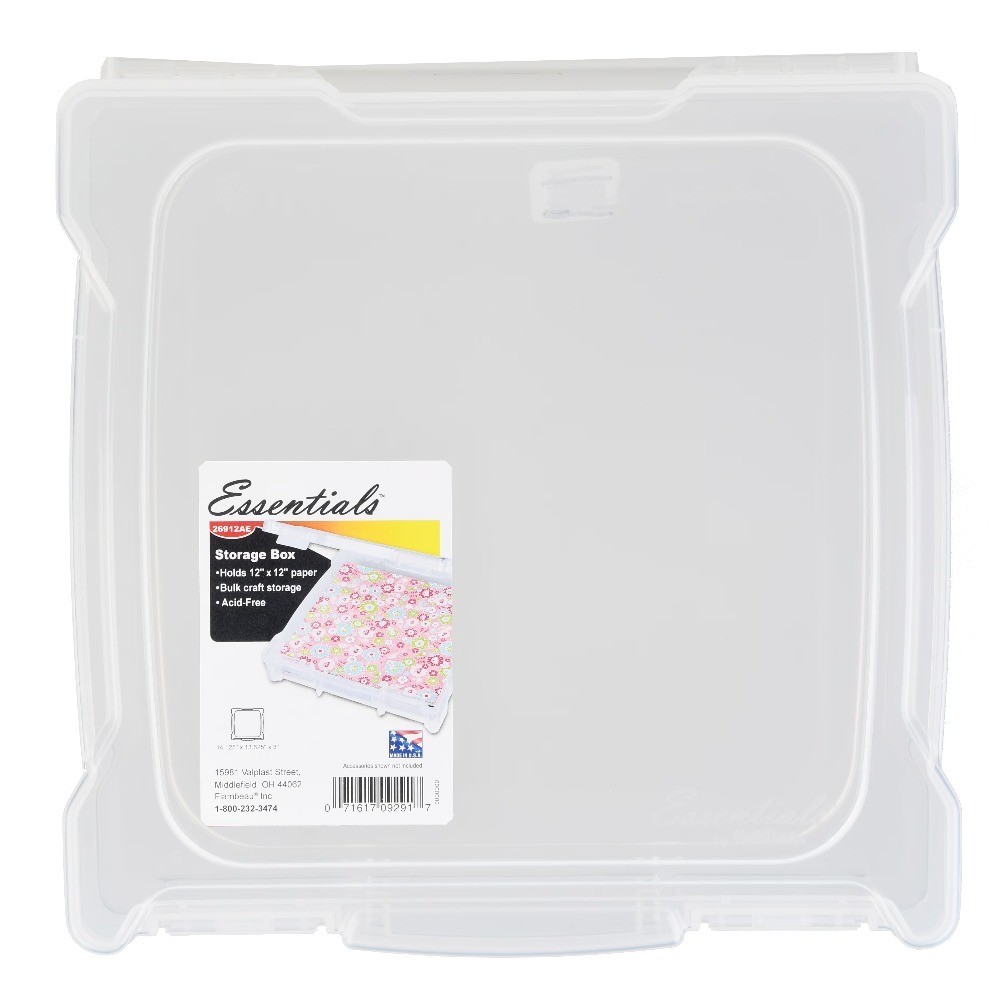 Clear Scrapbook Box 12 Inches Plastic Craft and Hobby Storage Organizer