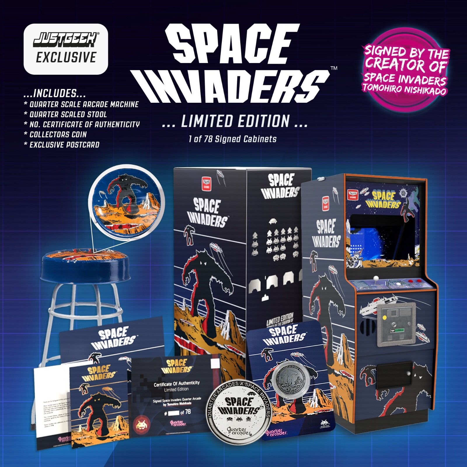 Space Invaders Quarter Arcade Numskull Exclusive SIGNED Collector's Ed. #46/78