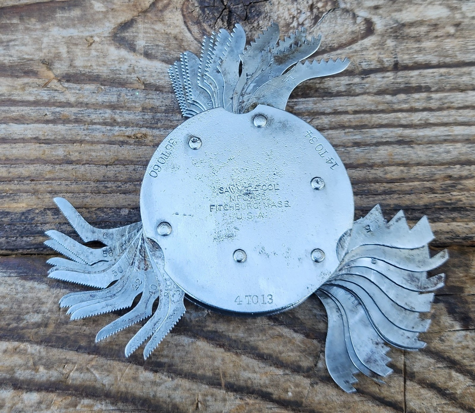 Vintage Sawyer Tool Mfg. Fitchburg Mass. USA Round Thread Pitch Gauge
