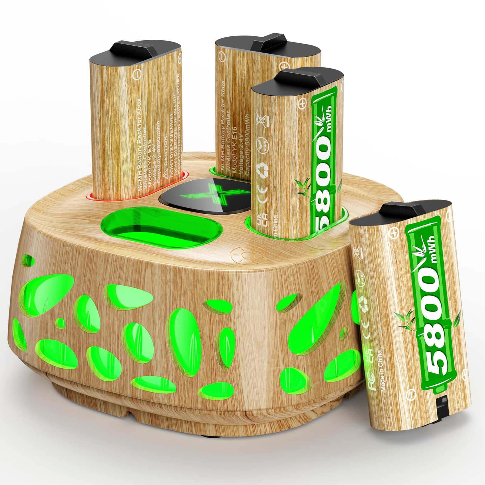 Ponkor 4x5800mWh Rechargeable Battery Pack for Xbox and Fast Charger