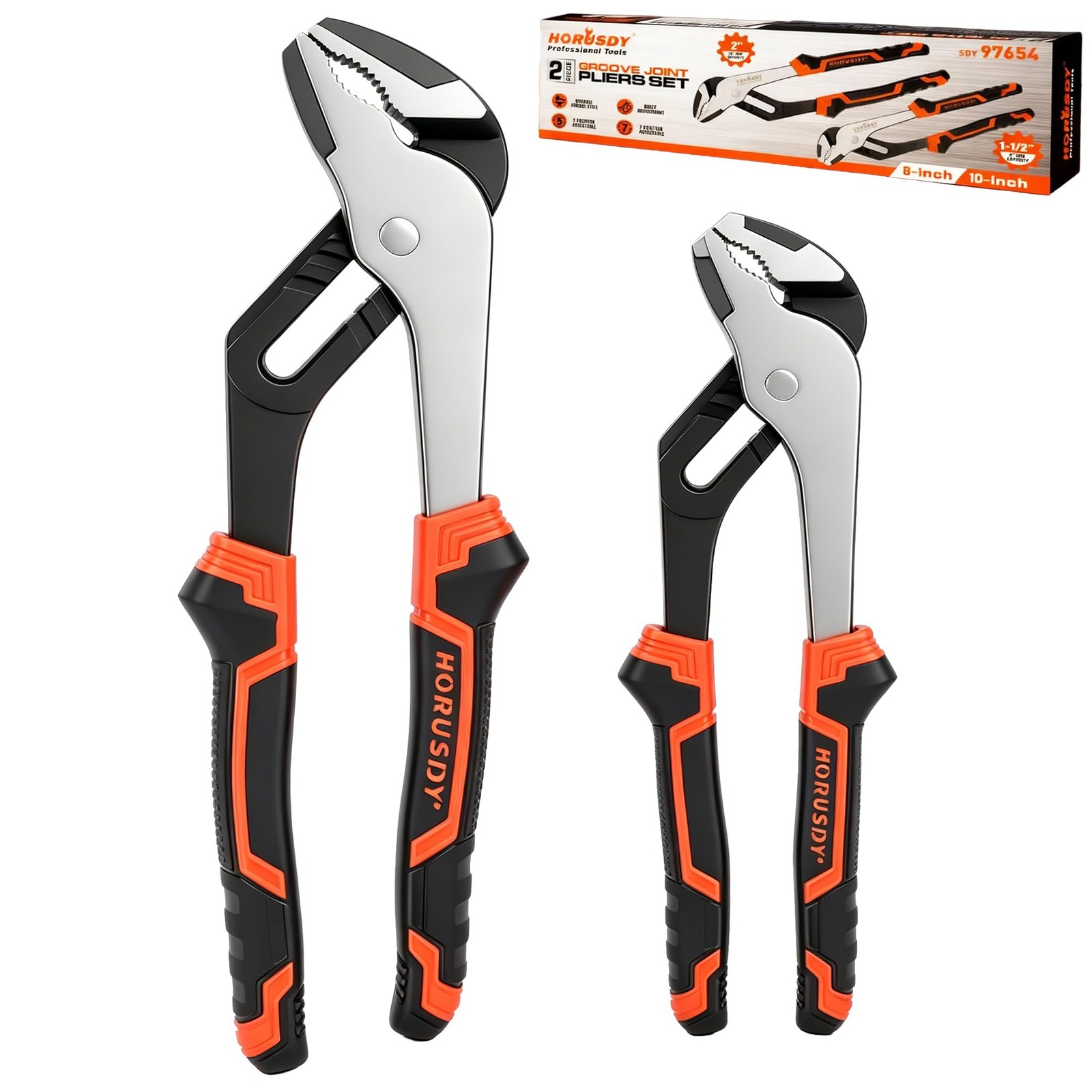 HORUSDY 2-Piece Groove Joint 8 & 10-Inch, 2-piece Plier Set