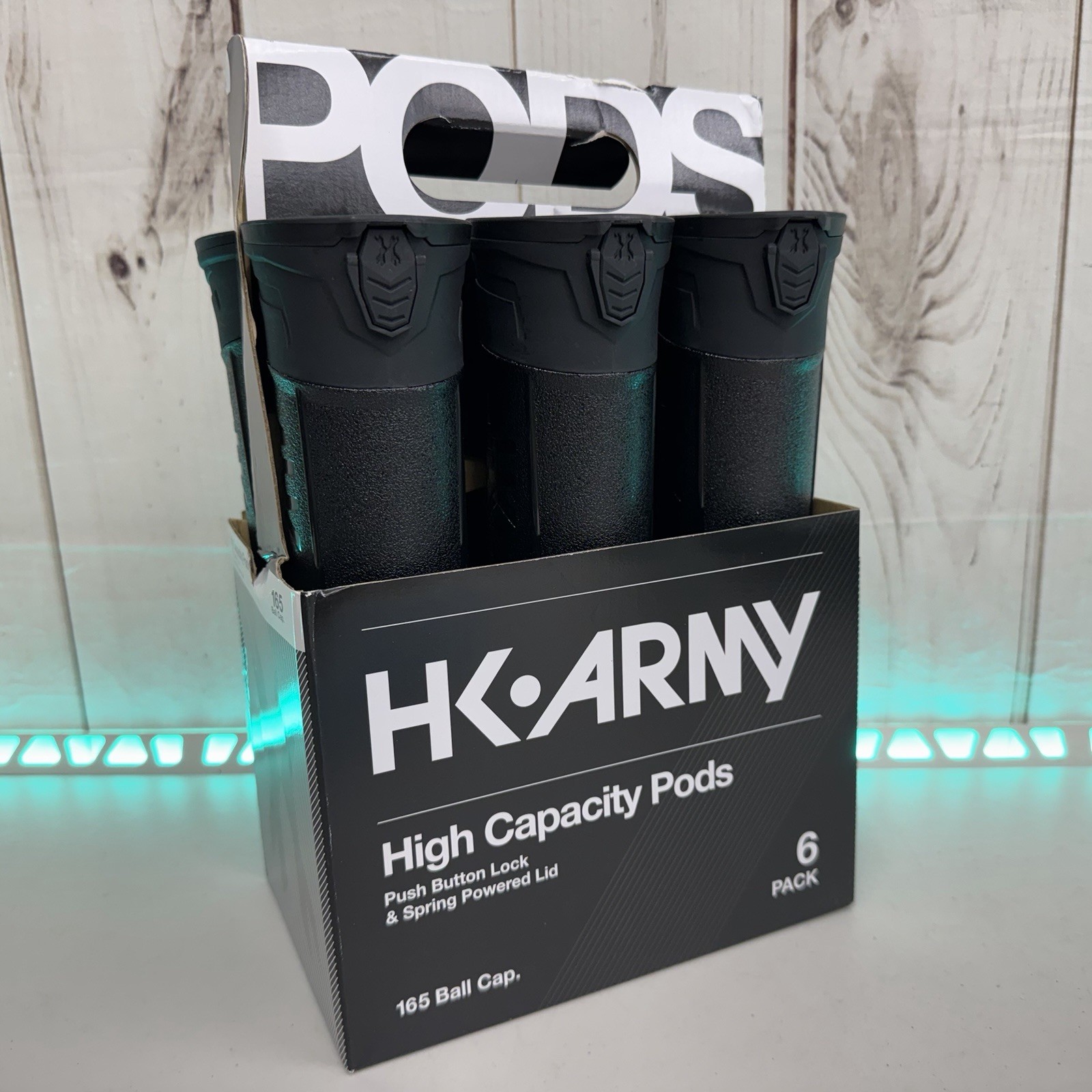 🔥 NEW HK ARMY 6-Pack 165 Round Push Button Paintball Pod Stealth Black 🇺🇸