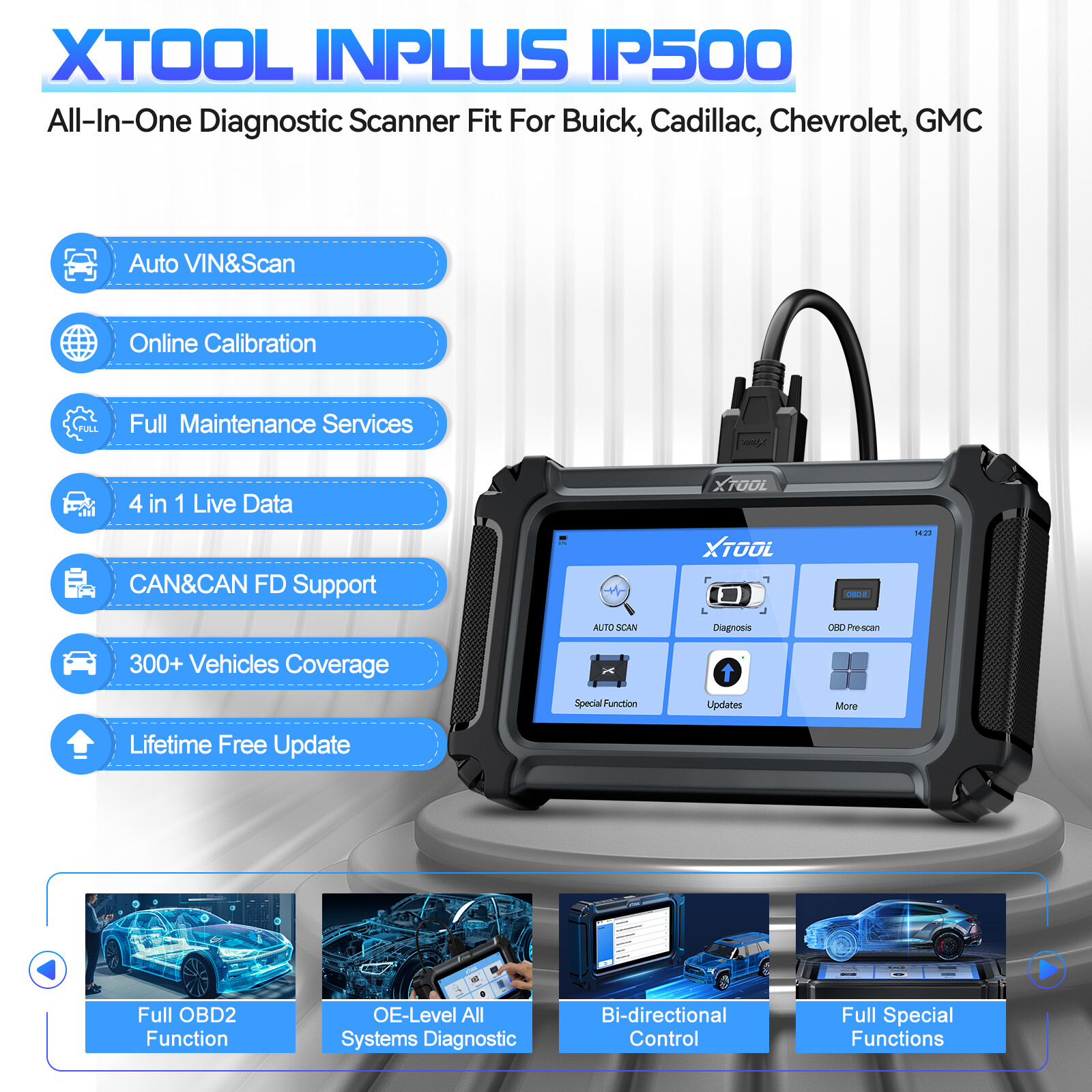 XTOOL IP500 For Chevy Buick GMC Bidirectional OBD2 Scanner All System Diagnostic