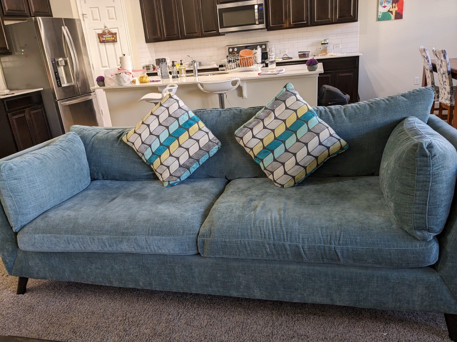 AMERLIFE Modern Sofa Couch, 2 Piece Set 24''Extra Deep Seat Sofa for Living Room