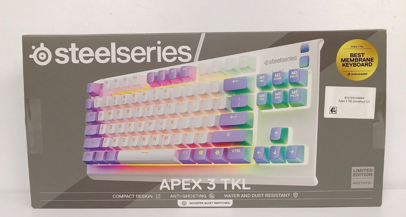 SteelSeries Apex 3 TKL Wired Membrane Whisper Quiet Switch Keyboard (Amethyst)