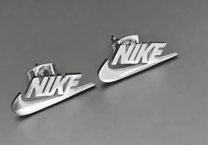 Nike Swoosh Silver Stainless Steel Earrings — Butterfly Back