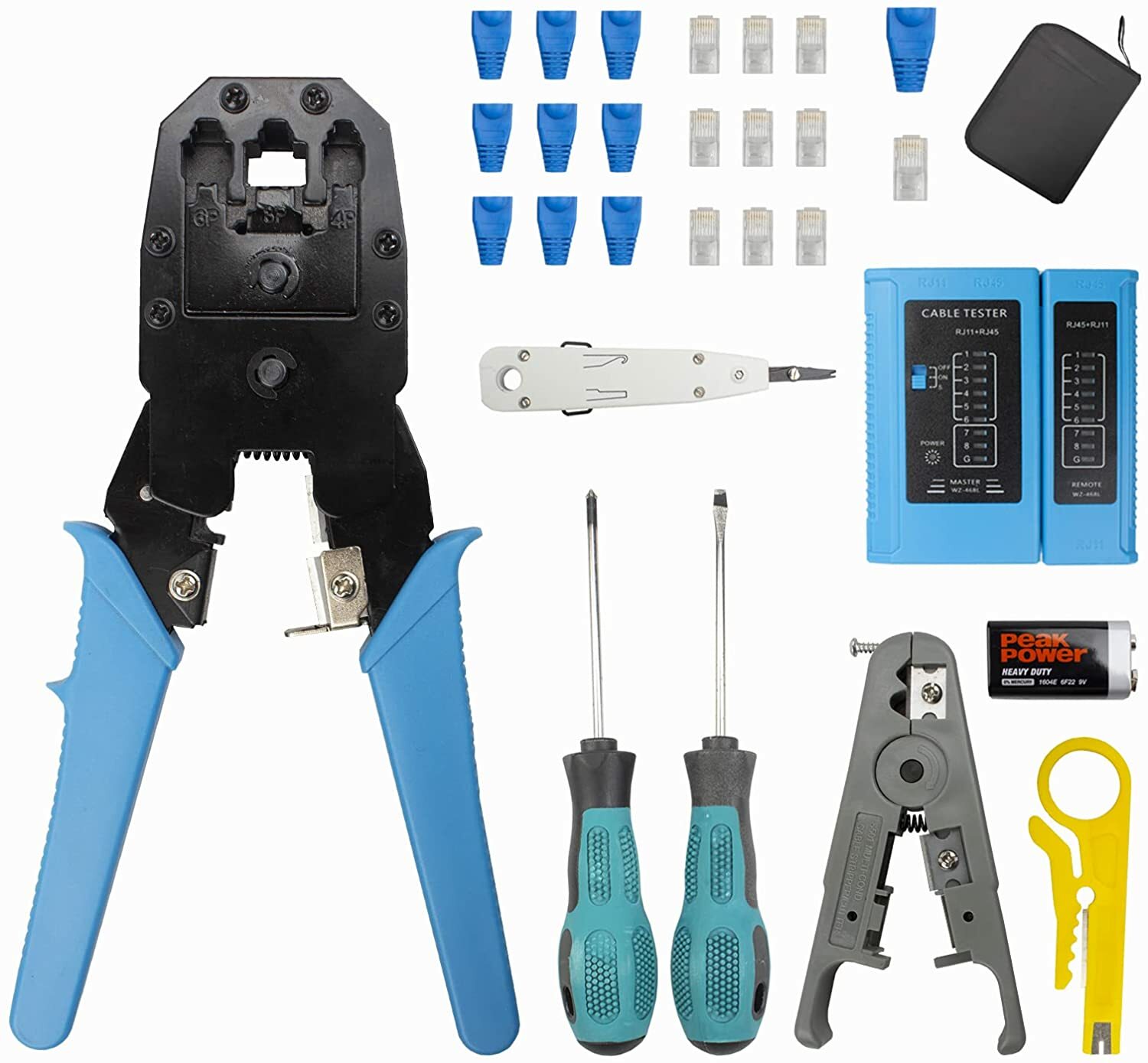 RJ45 Crimping Tool, RJ11 Crimping Tool, Ethernet Crimp Tool Set, Network Tool Ki