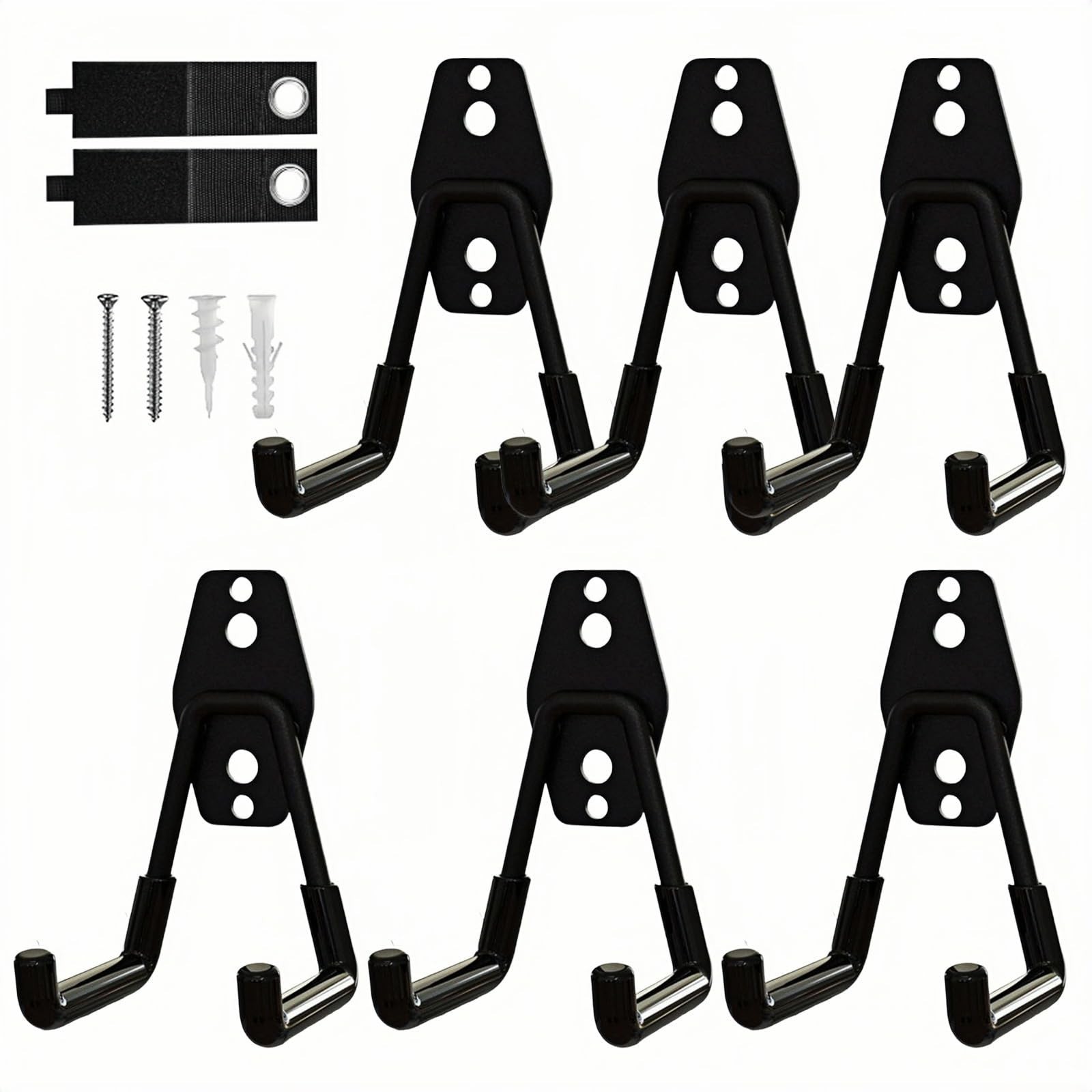 6 Pack Garage Hooks Heavy Duty with Anti-Slip Coating, Steel Utility Ladder H...