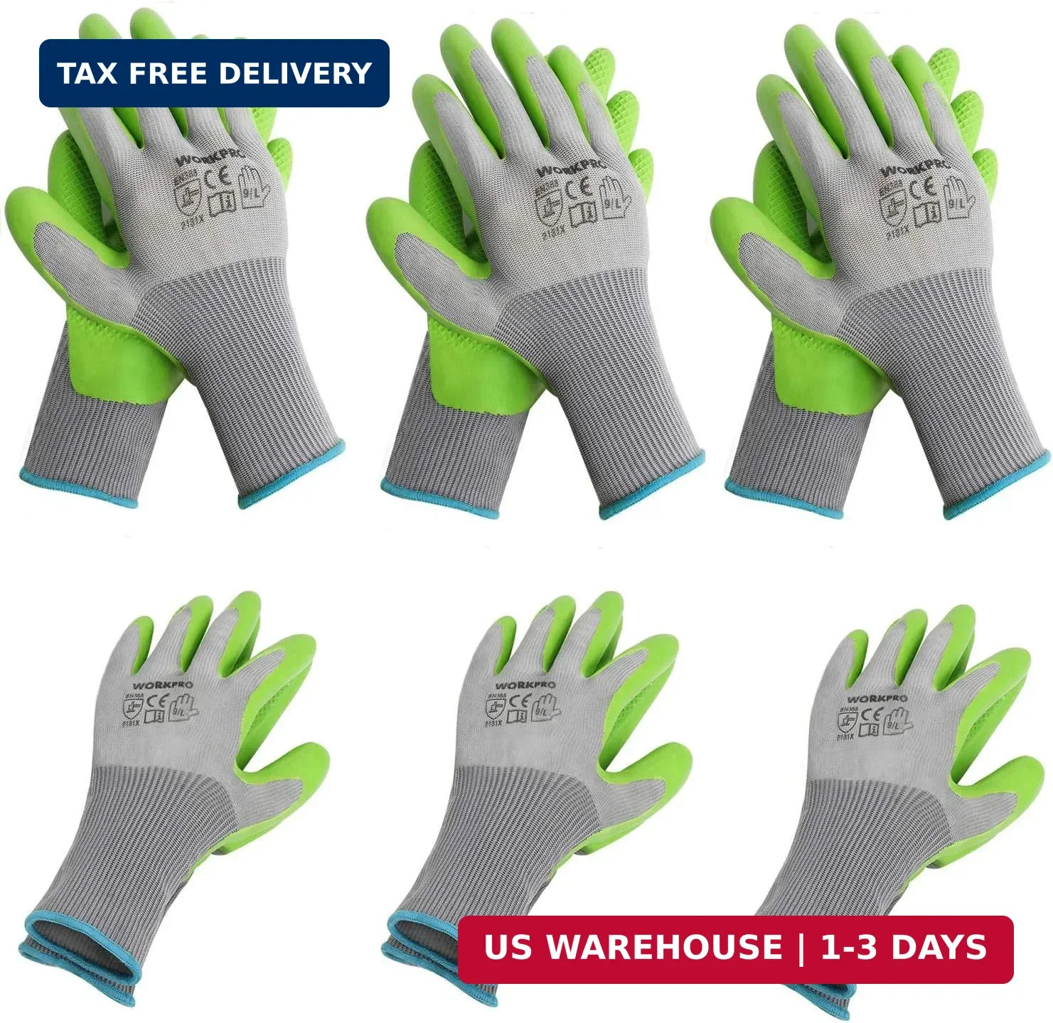 WORKPRO 6 Pairs Garden Gloves Men and Women with Eco Latex Palm Coated | Abrasio