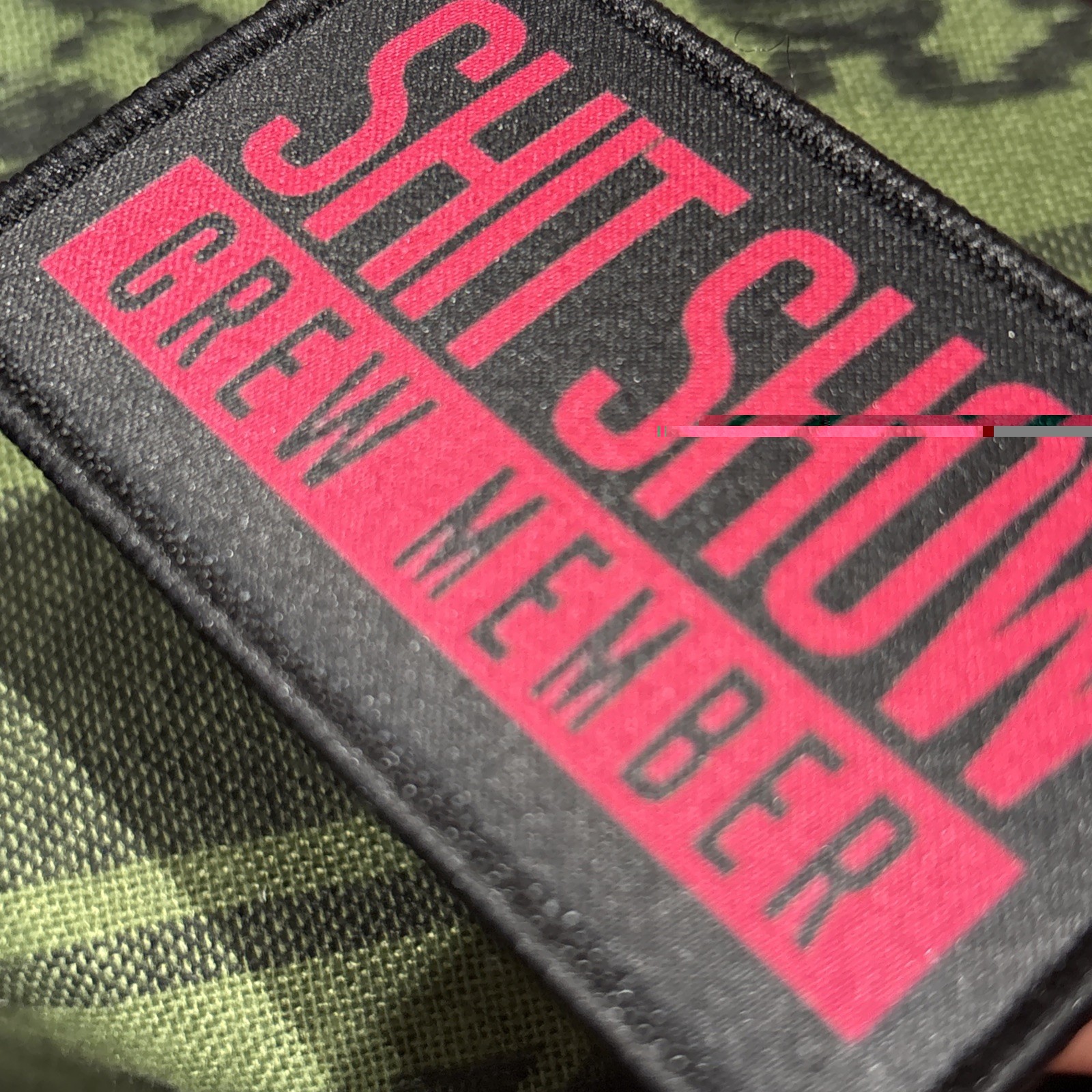 PINK Sh$t Show Crew Member Tactical Hook Loop Patch High Quality 2x3