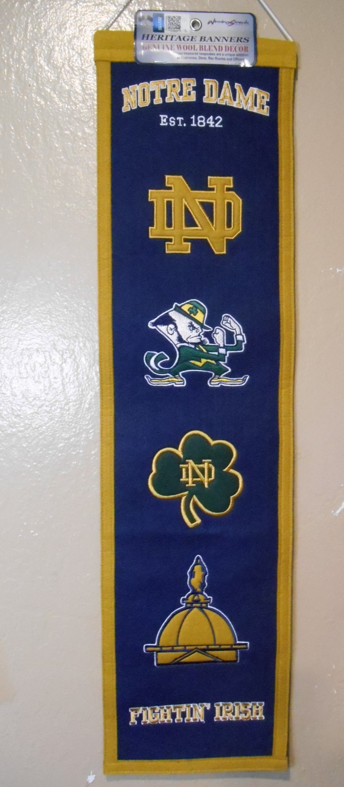 Notre Dame Fighting Irish NCAA Winning Streak Embroidered Heritage Banner