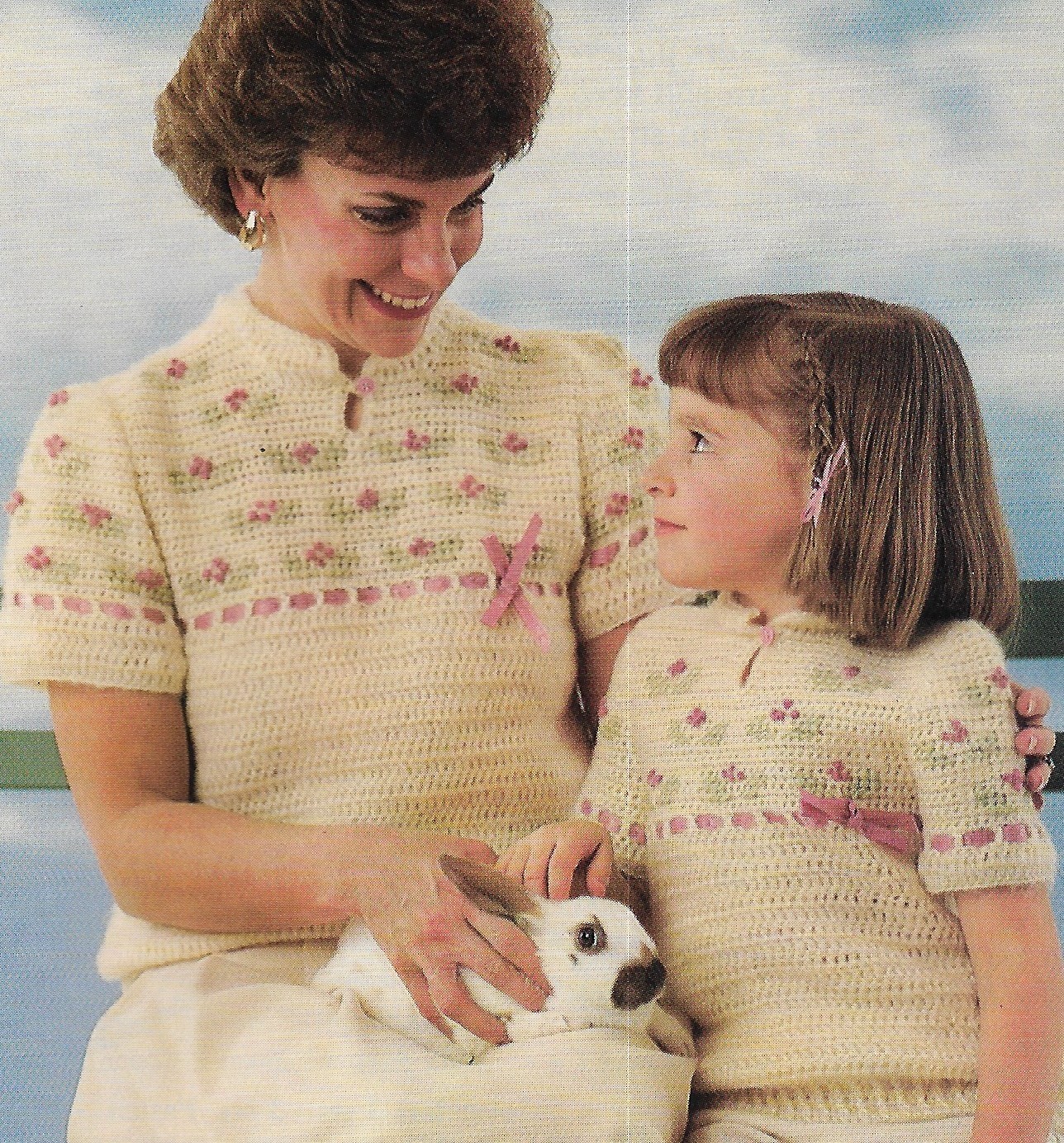 Mother & Daughter Roses & Ribbons Sweaters crochet pattern instructions