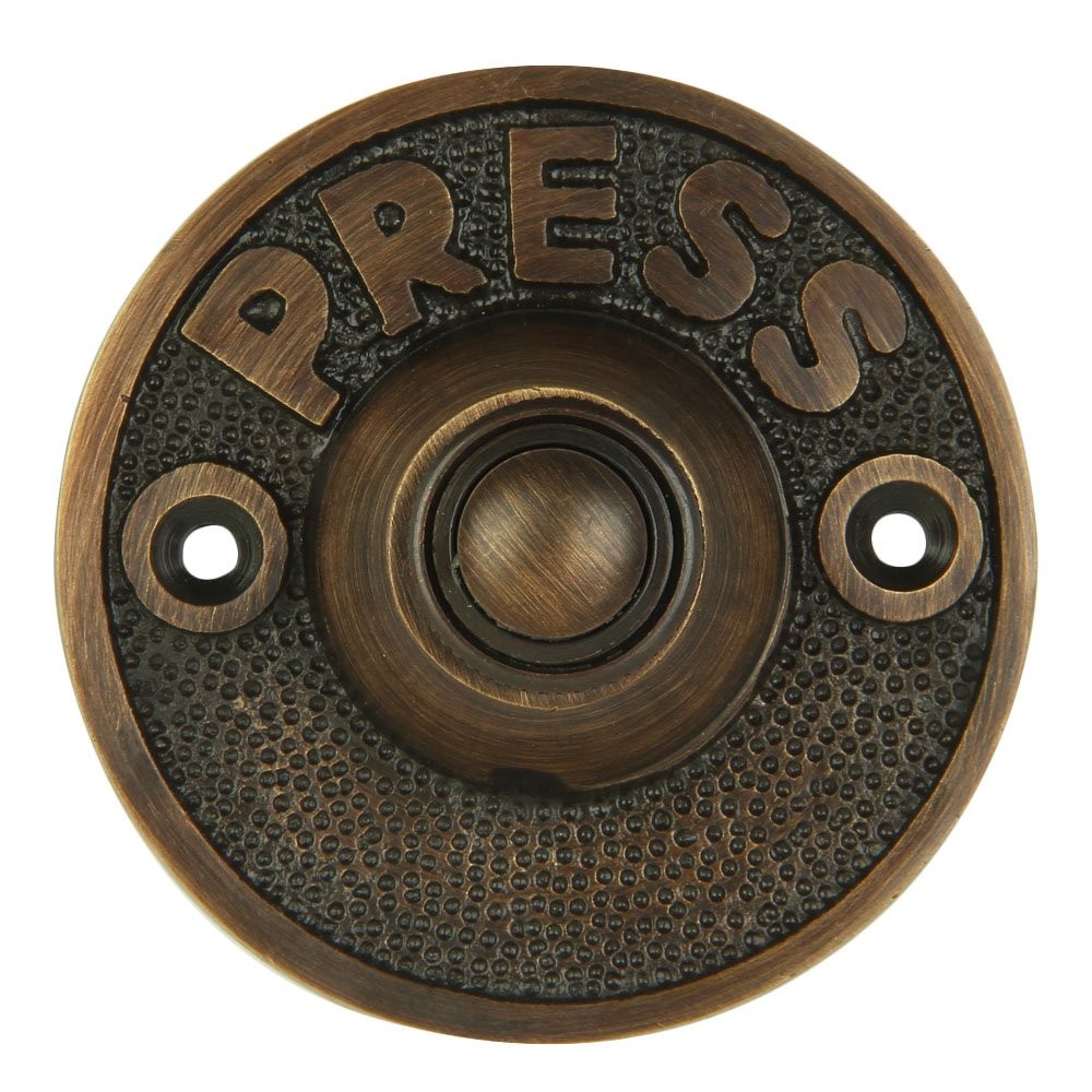 Wired Brass Circular Doorbell Chime Push Button In Oil Rubbed Bronze Finish Vint