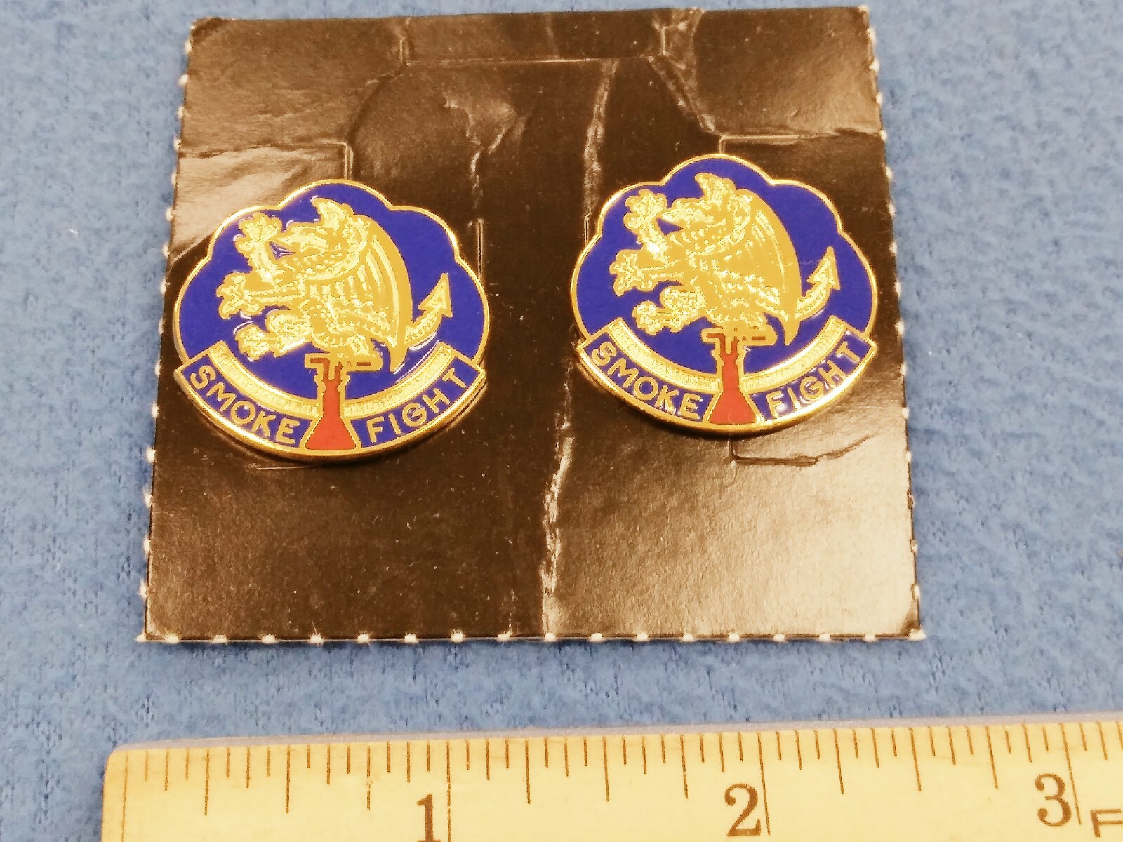 PAIR OF - US Army 490th CHEMICAL BATTALION Unit DI DUI Crest PINS - G-23