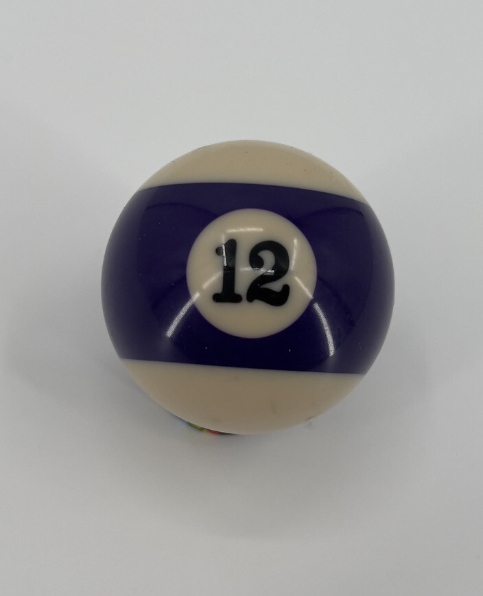 #12 Pool Billiard Ball 2.25, 2 1/4"  - Great Shape, No Nicks Or Bumps Found
