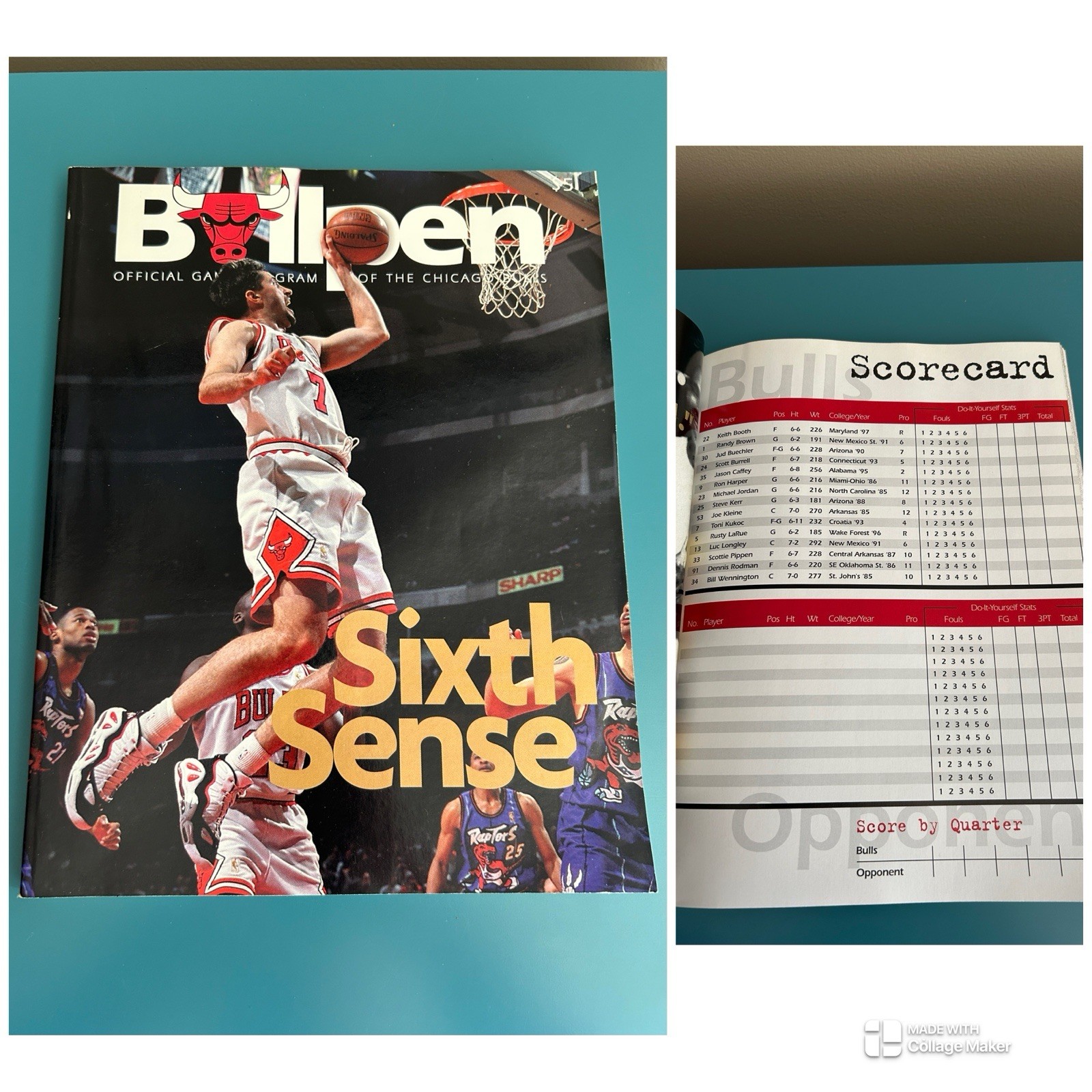 1997-1998 Hoop Game Program Toni Kucoc 6 Sense Michael Jordan Chicago Bulls NBA