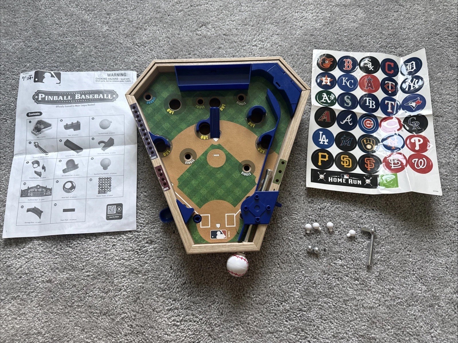 MLB Wooden Pinball Baseball Game 14 x 12 x 8 inches