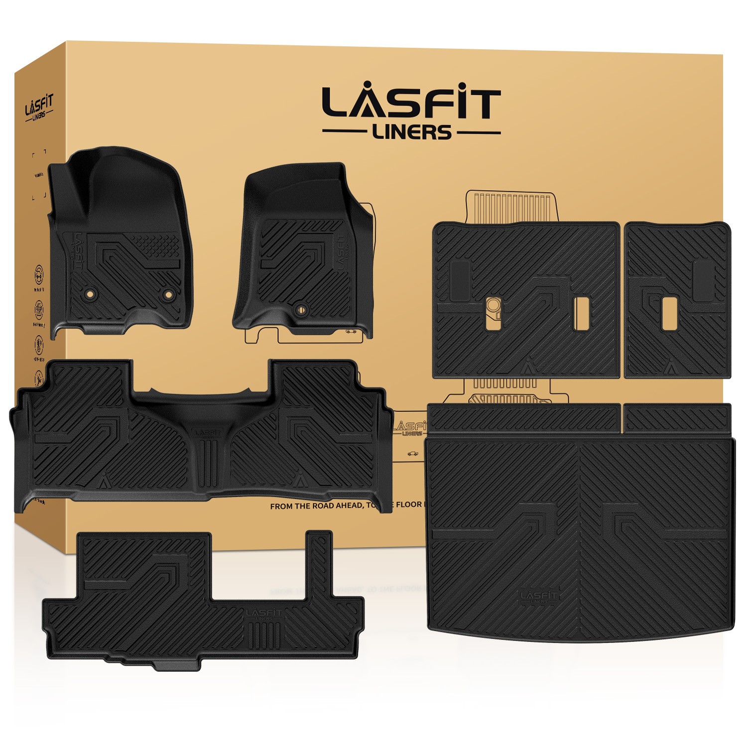 LASFIT Floor Mats for GMC Yukon XL 2021-2026 8-Seats Custom Cargo Mat w/seatback