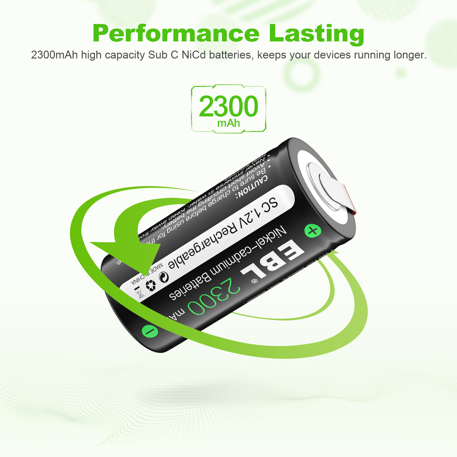 4PCS Sub C 2300mAh High Capacity NICD Rechargeable Battery