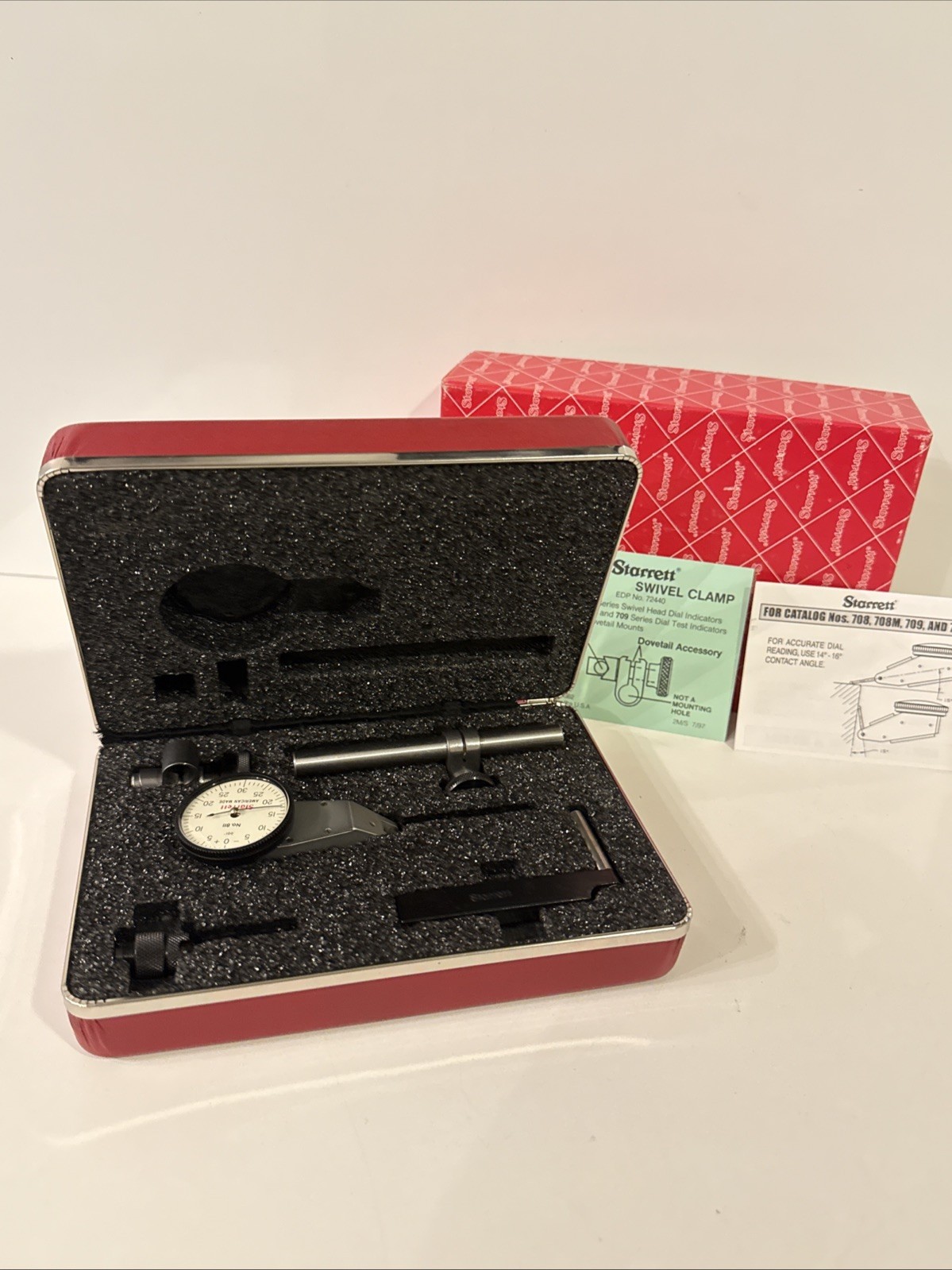 Starrett Dial Test Indicator w/ Swivel Head - 811-1CZ  W/Case & All Attachments