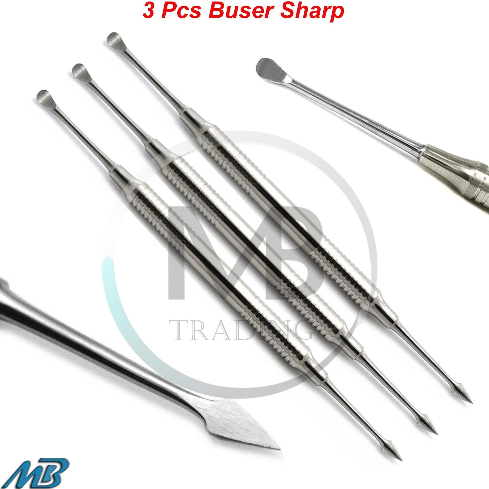 Set of 3 Dental Periosteal Buser Sharp Elevator Mucoperiosteum Tissue Retracting