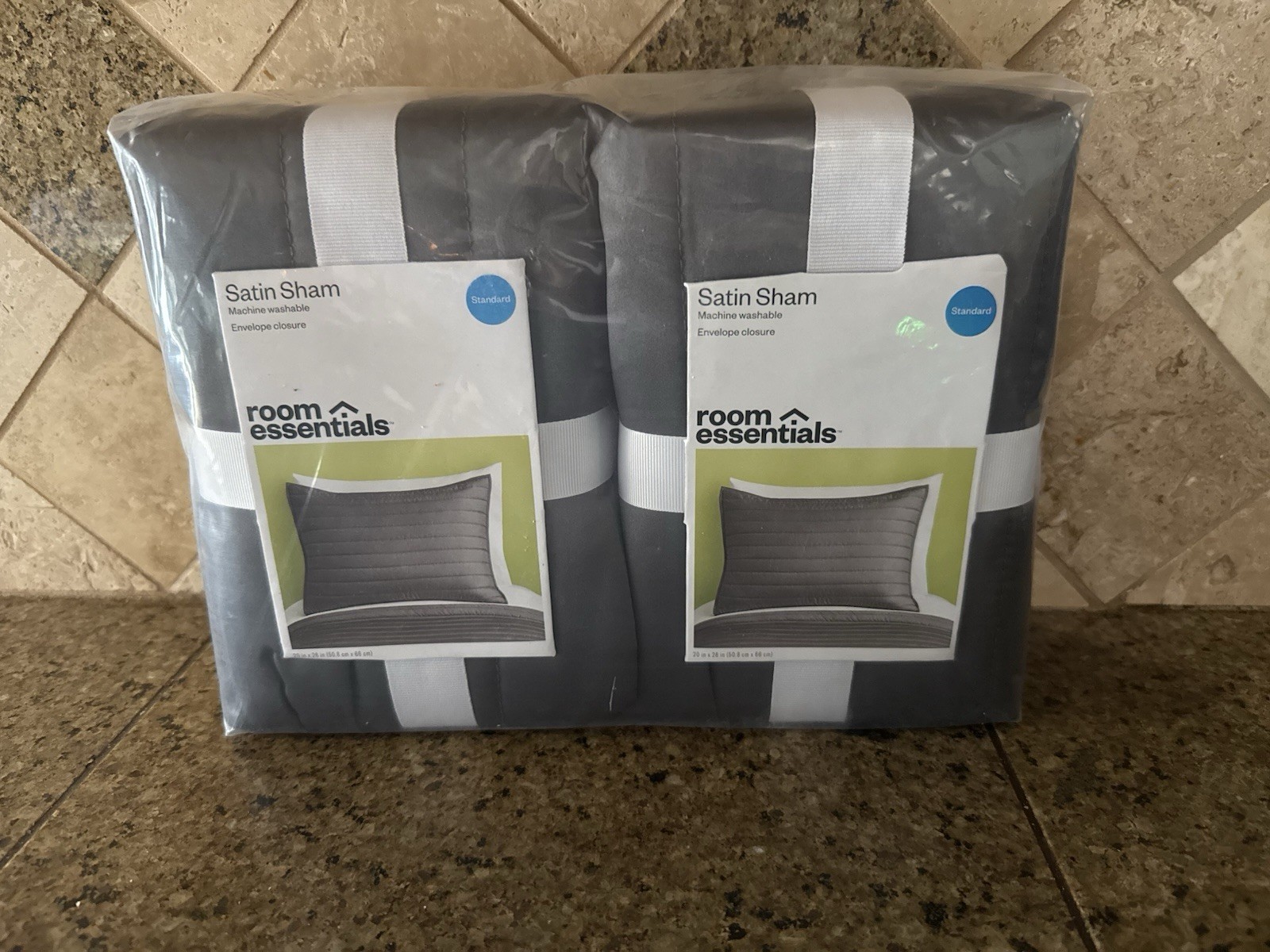 2-Pack Room Essentials - Standard Polyester Satin Sham Gray