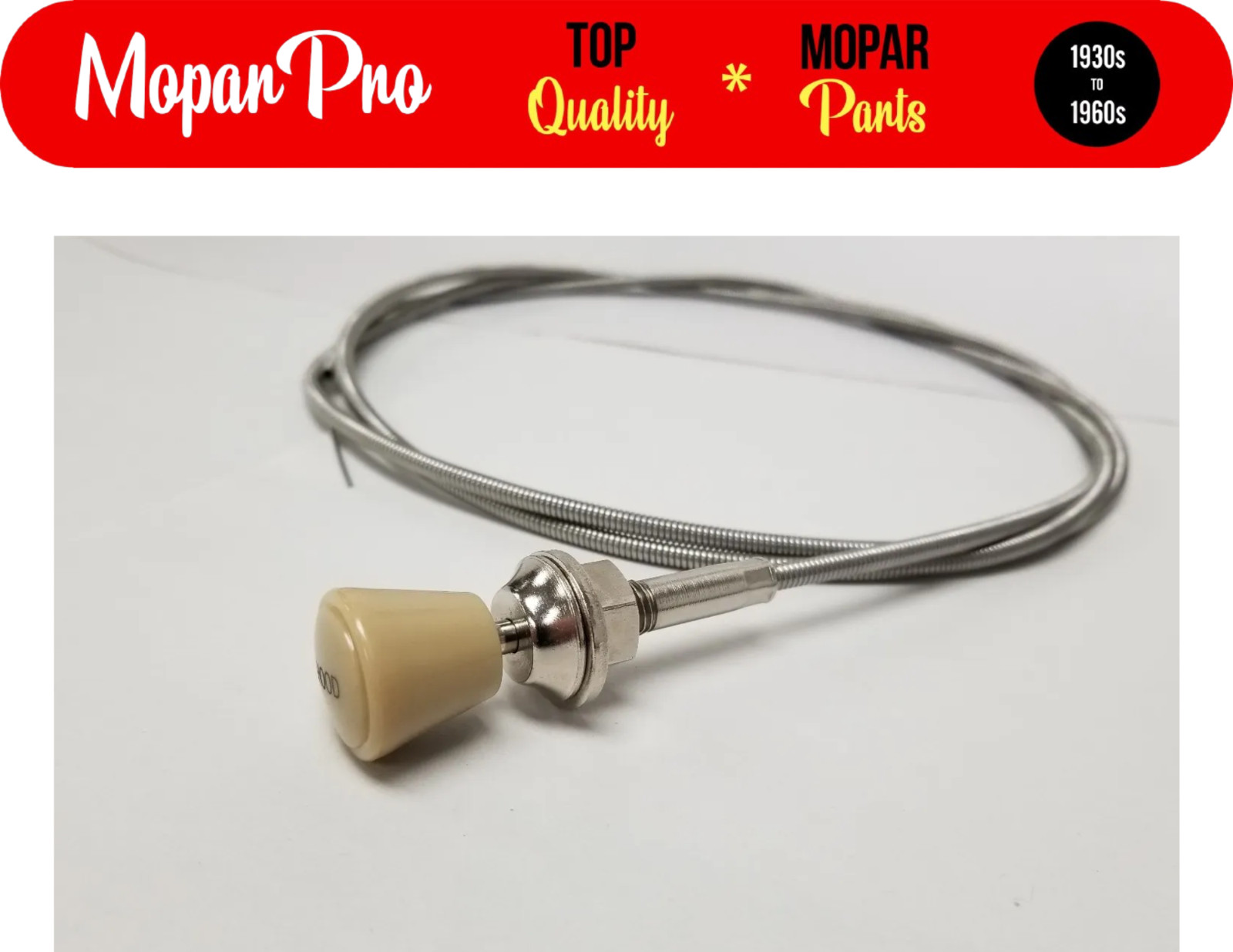 1941 PLYMOUTH & DODGE BRAND NEW STAINLESS STEEL HOOD CABLE AND KNOB