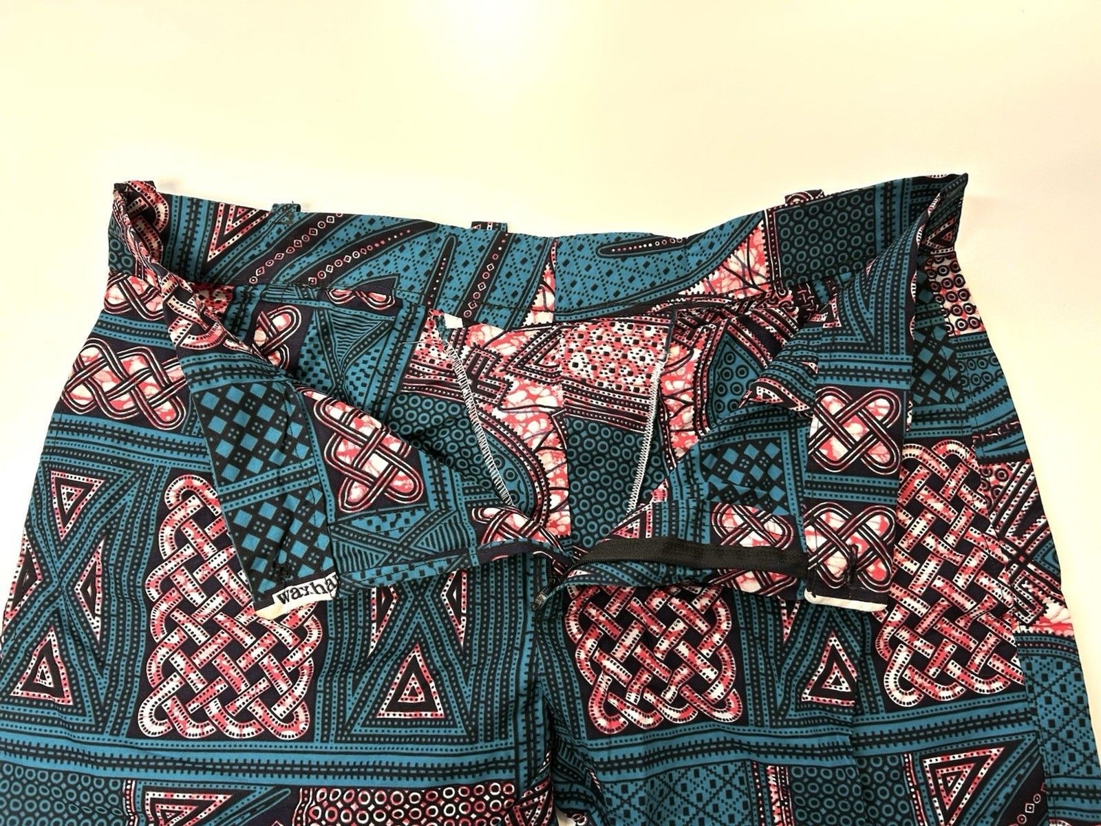 African Wax Fabric Ankara Shorts Pockets No Size Check Measurements Multicolor