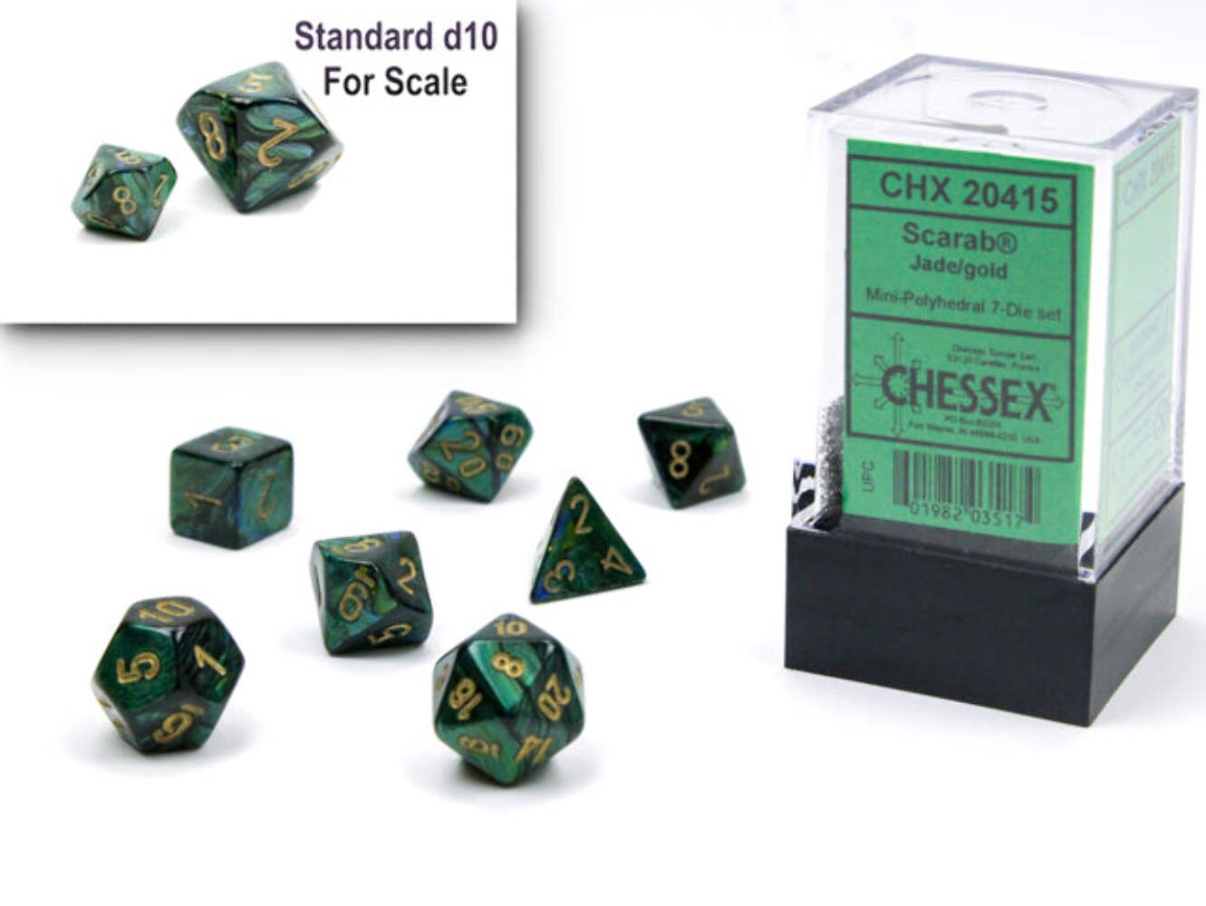 Chessex - Scarab Mini-hedral Jade/gold 7-Die Set