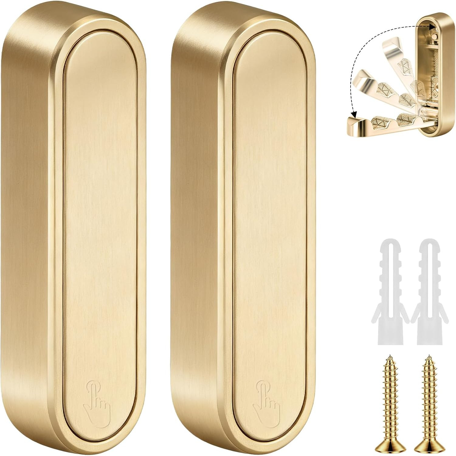 Foldable Hooks, 2-Pack Gold Folding Coat Hooks Heavy-Duty Zinc Alloy Folding Wal