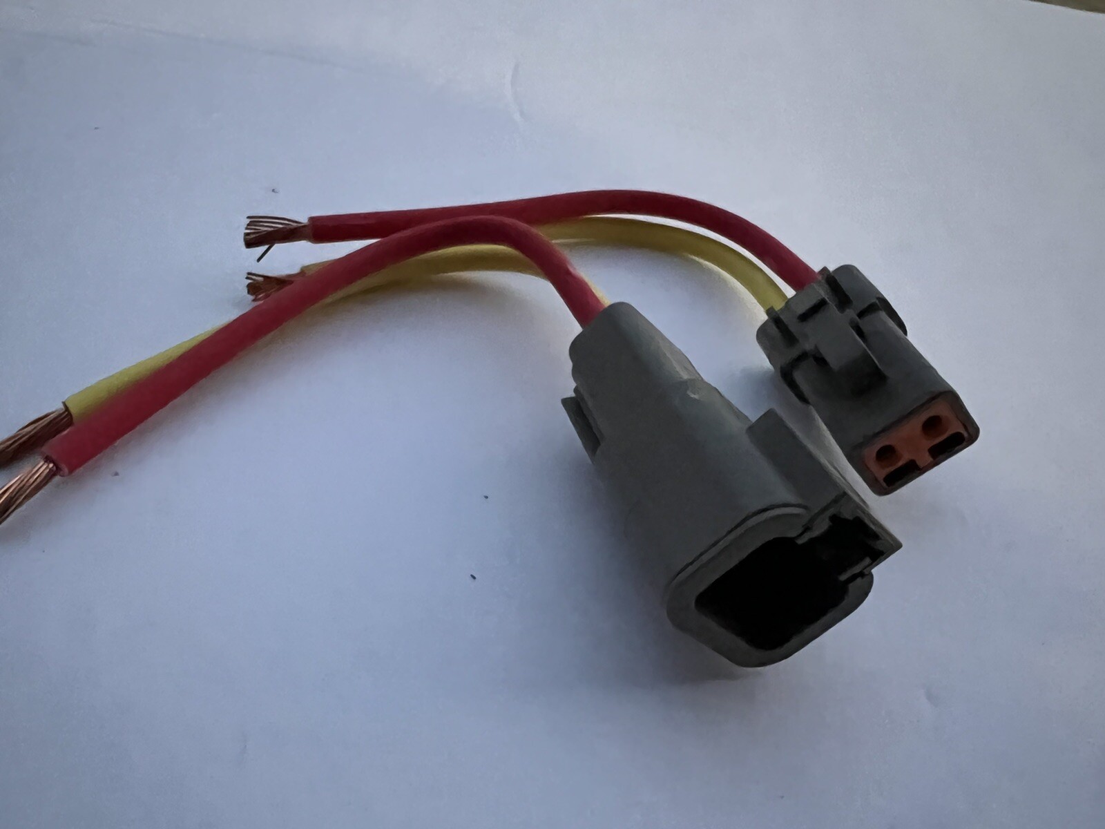 10 AWG Grey Assembled Deutsch DTP 2 Pin waterproof connector 6" wire