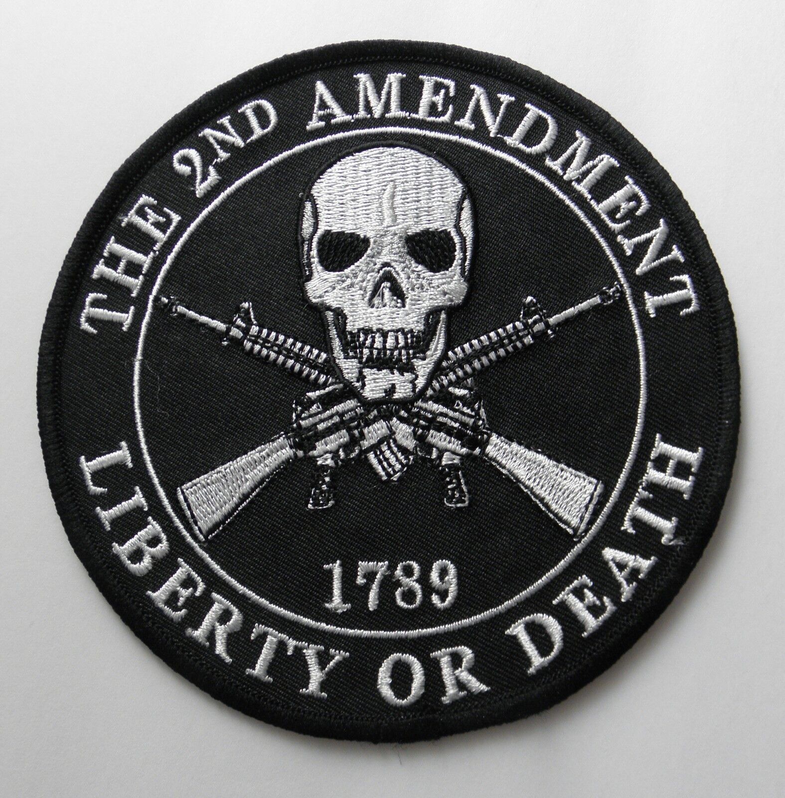 Second 2nd Amendment 1789 Skull Rifles Embroidered Patch 5 inches