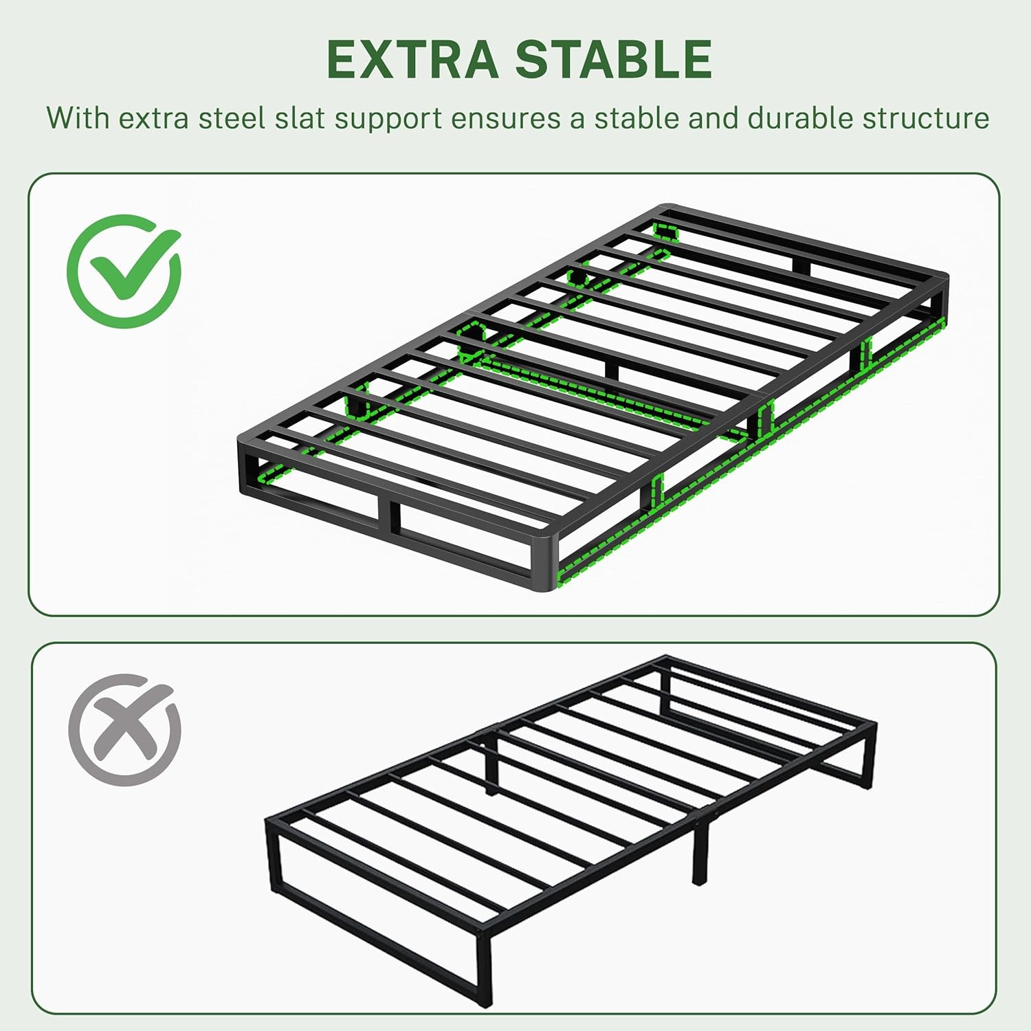 5 Inch Twin Metal Bed Frame Round Corner Low Platform Bed Frames 3000 LBS Heavy