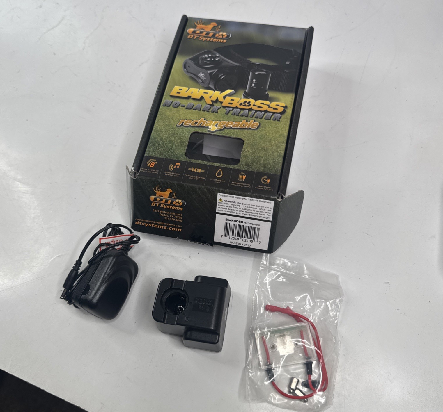 NEW - D.T. SYSTEMS BARK-BOSS NO-BARK TRAINER COLLAR - BLACK
