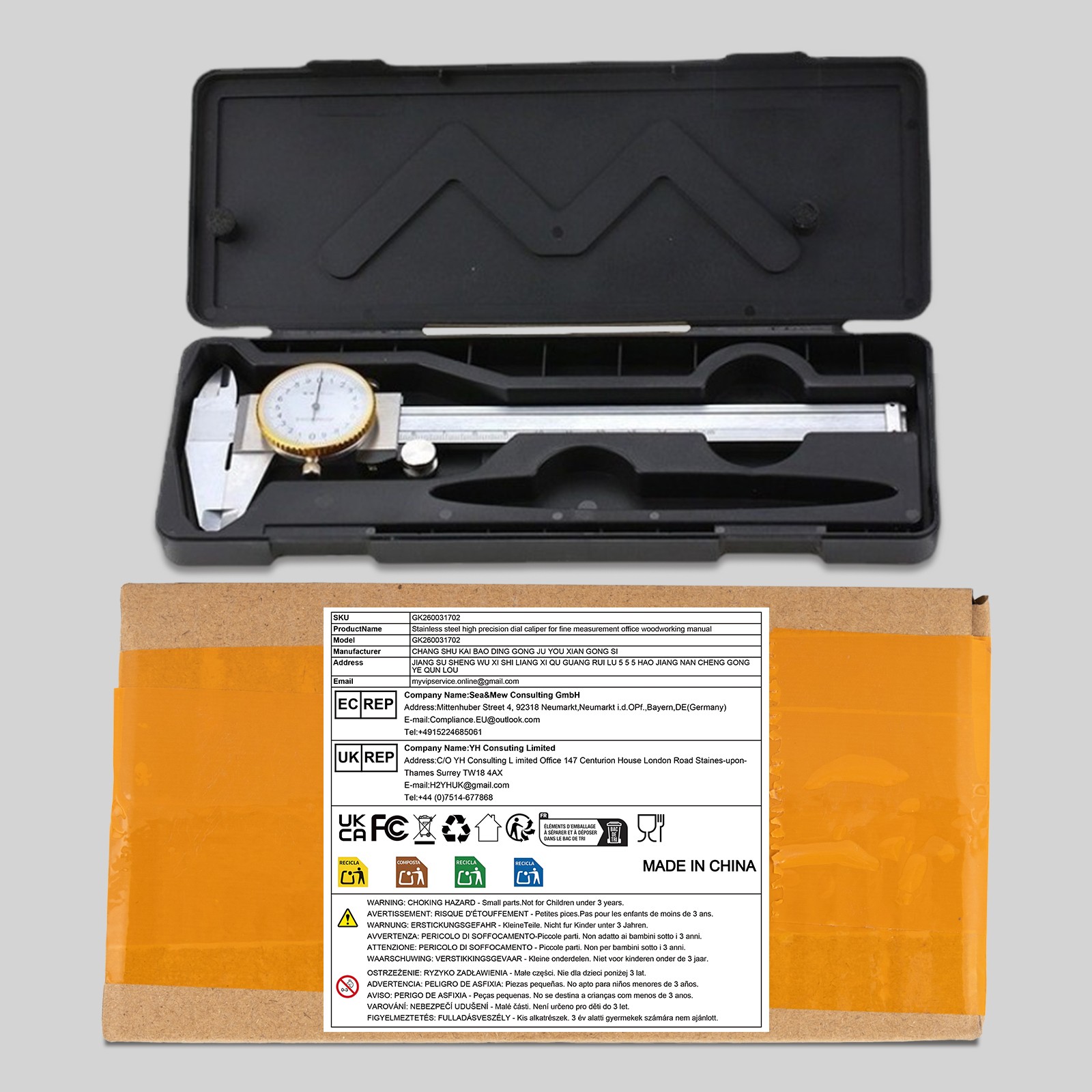 Stainless Steel Dial Caliper Precision Measuring Tool Measuring Caliper 0-150mm