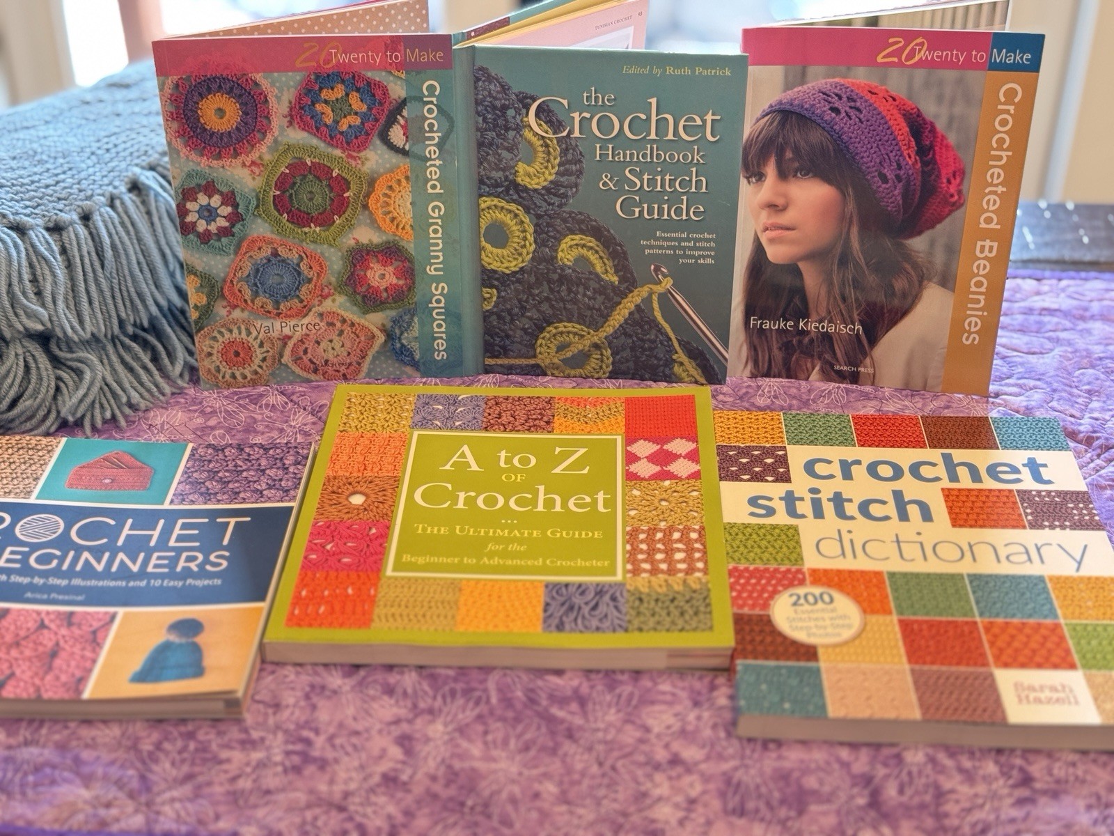 Crochet Instruction Books (6) Stitch Dictionary Beginner Granny Squares Beanies