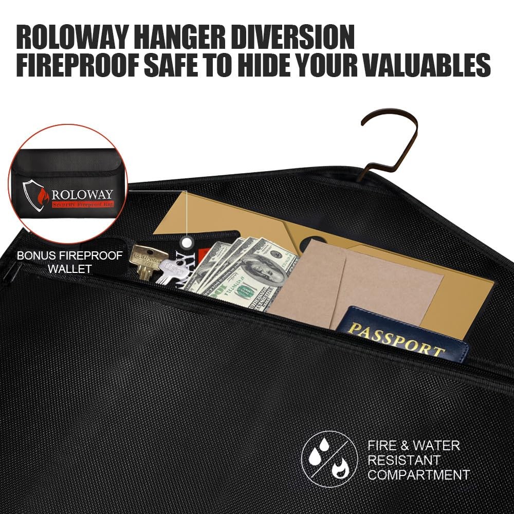 ROLOWAY Hanger Diversion Fireproof Safe with Small Fireproof Bag - Hidden Safe C
