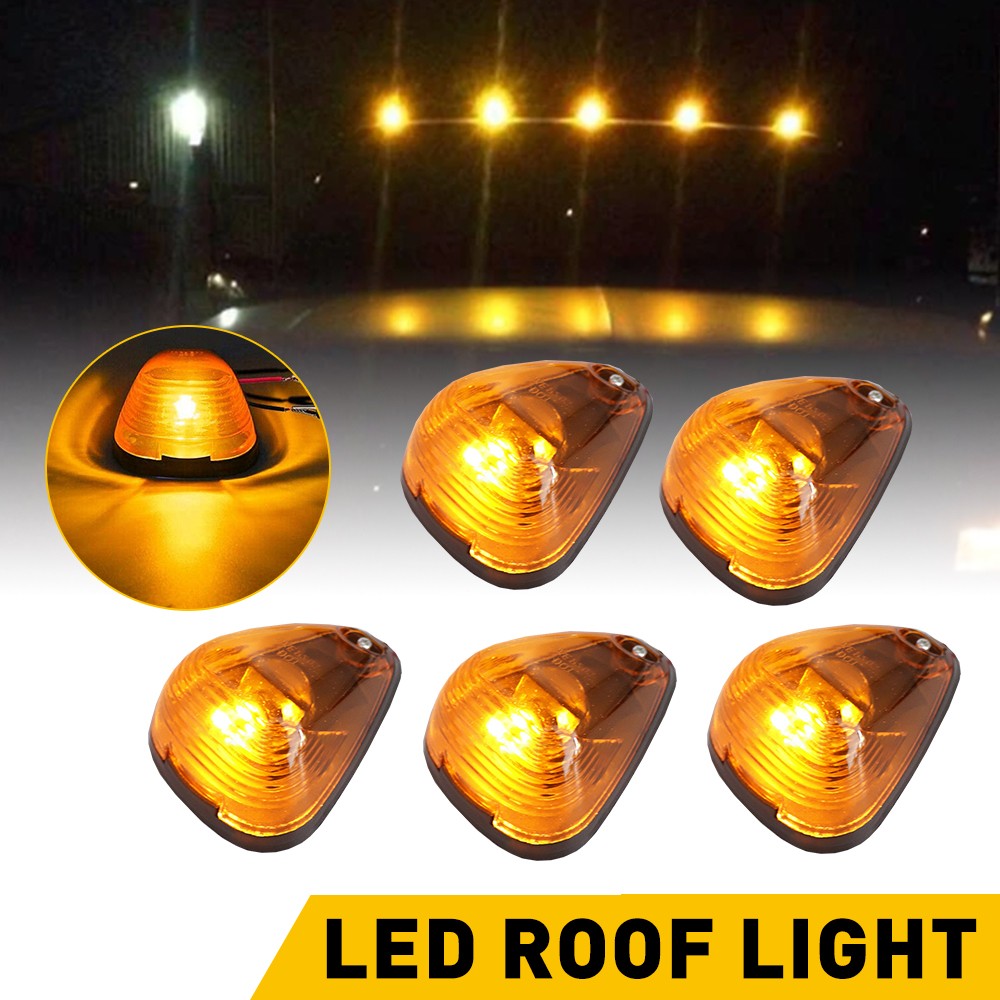 5X Amber LED Cab Marker Roof Lights Kit For 99-16 Ford F250 F350 F450 Super Duty