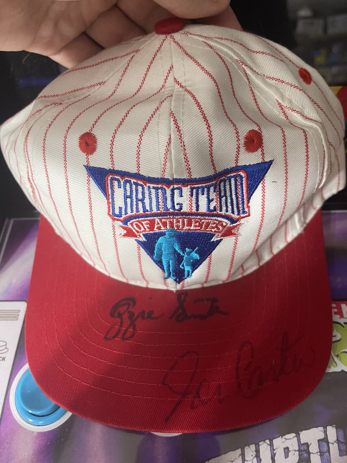 Ozzie Smith Joe Carter Signed Hat MLB Hall OF Famers HOF