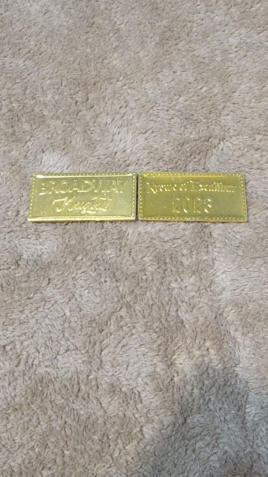 2023 Mardi Gras Krewe Of Excalibur Gold Rectangle Doubloon