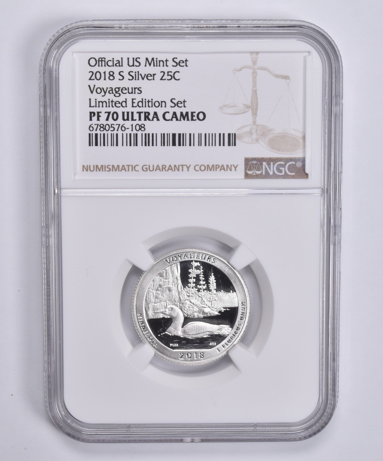 PF70 UCam 2018-S Silver Quarter Voyageurs Limited Edition Set NGC