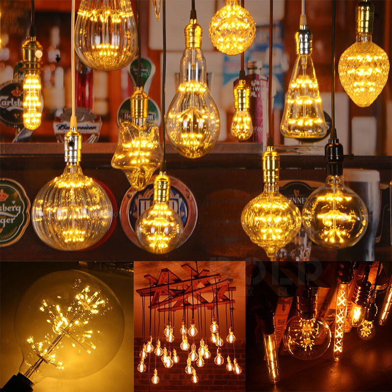 Vintage Style Edison E27 2W Large Screw LED Filament Light Bulb Warm Yellow Lamp