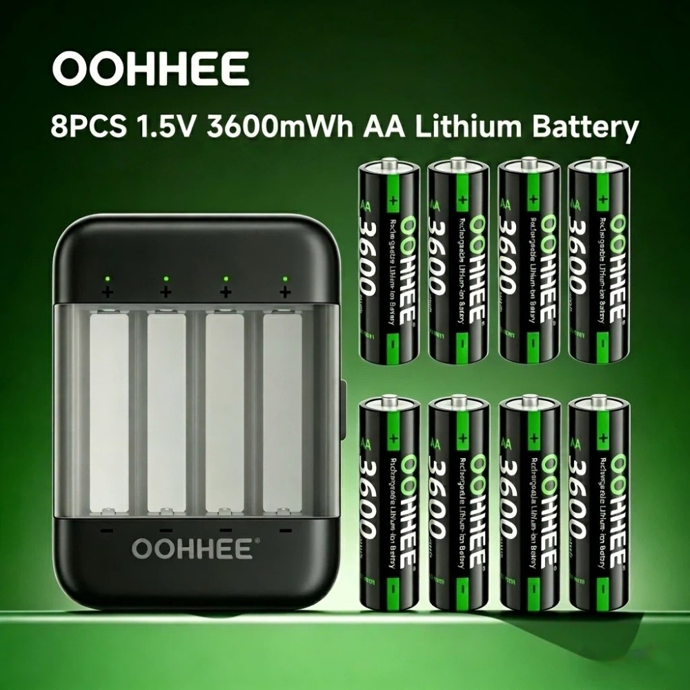 8X AA 1.5V 3600mWh Rechargeable Lithium Batteries with Charging Storage Box NEW