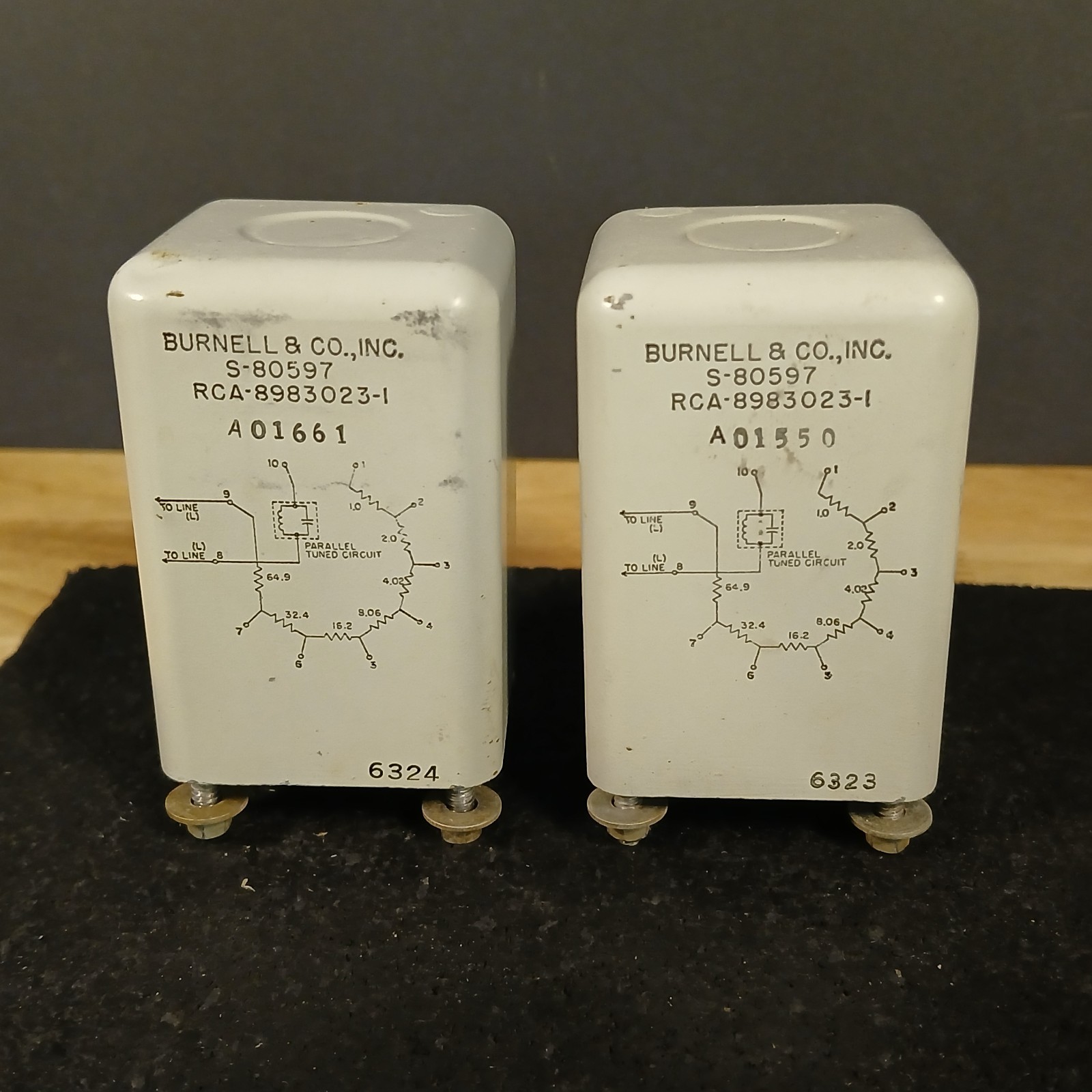 Matching Pair 1950's RCA 8983023-1 RF/IF Tuned Inductor Multi-Tap Coil 1.5"