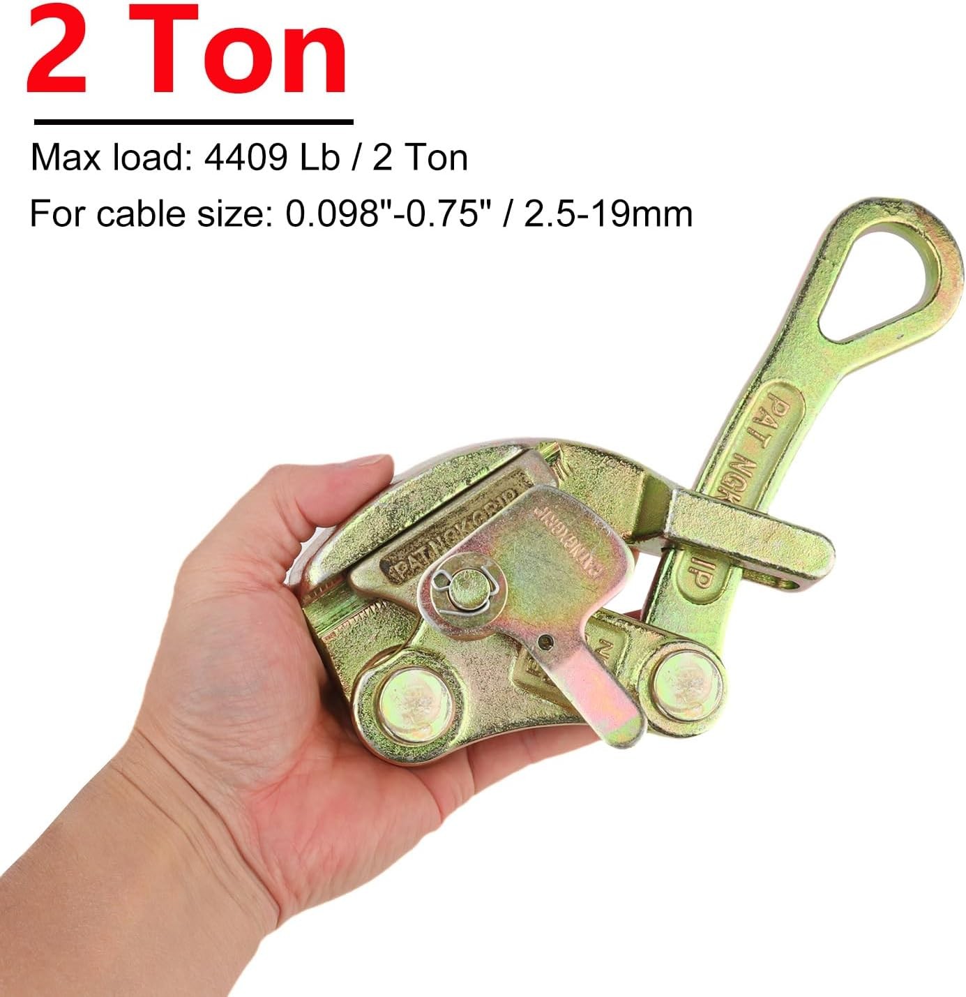 1 Pack 2T Cable Grip, 4409 lbs Wire Gripper, Wire Rope Tightener, Cable Pulling