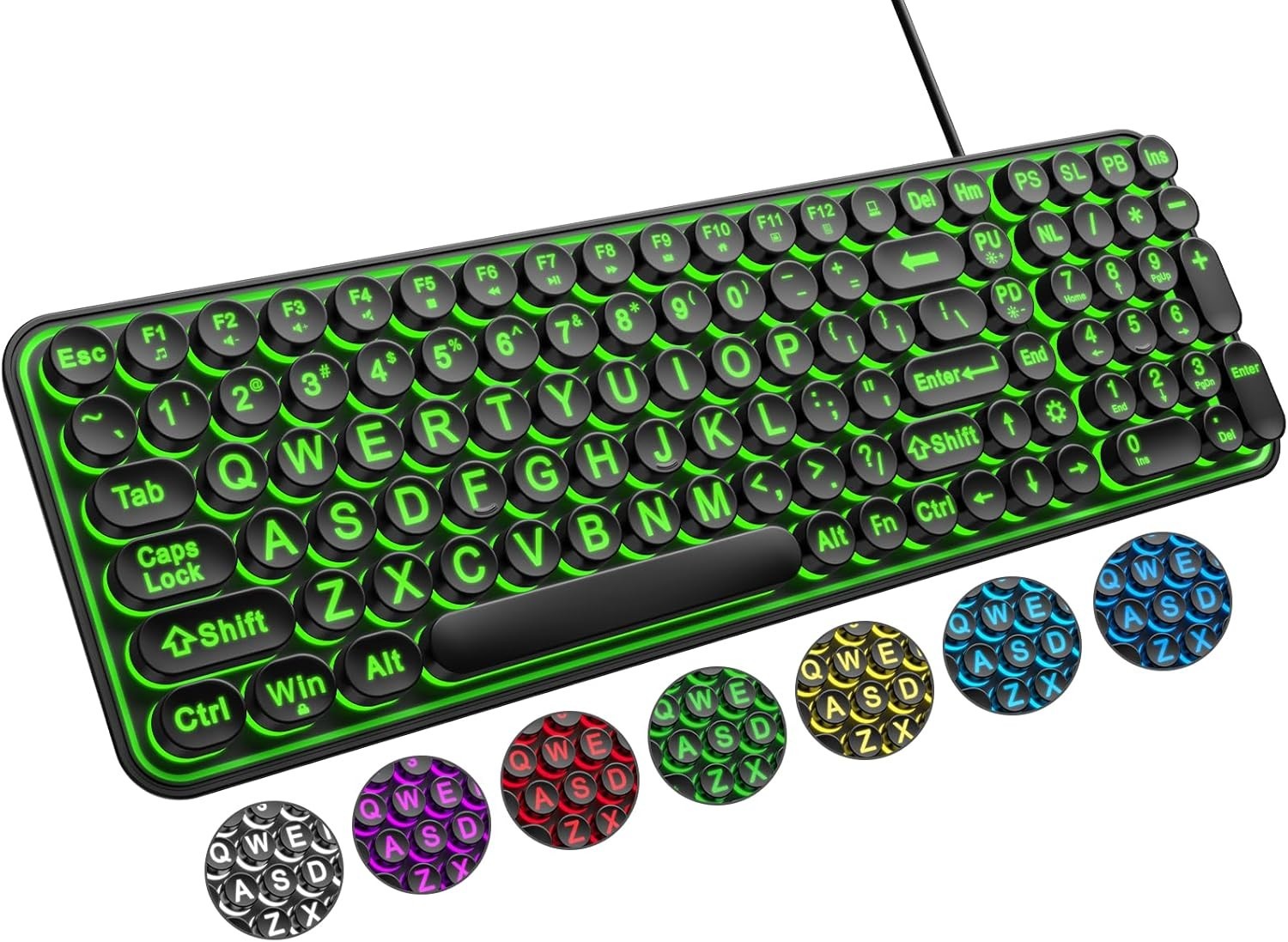 Large Print Keyboard, USB Wired Computer Keyboard with Retro Keycaps, Numeric...